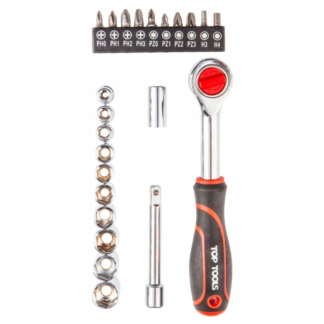Socket wrench set with ratchet 1/4", 23 pcs Top tools 38D505