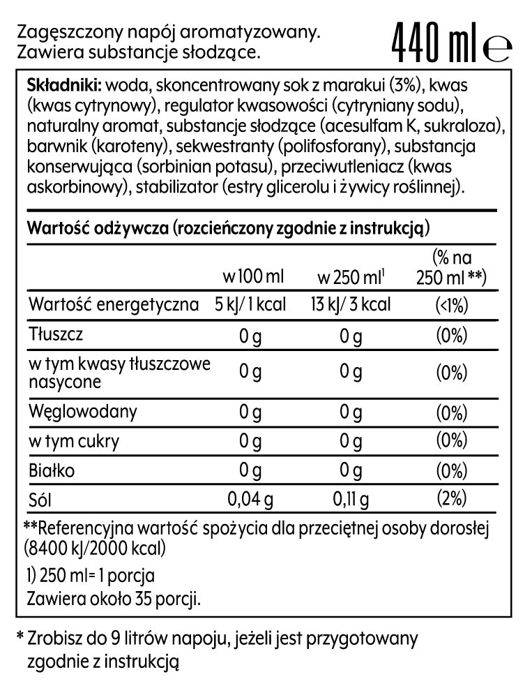 Soda Stream Passion Fruit PASSION FRUIT Zero 440ml Certificates of conformity CE