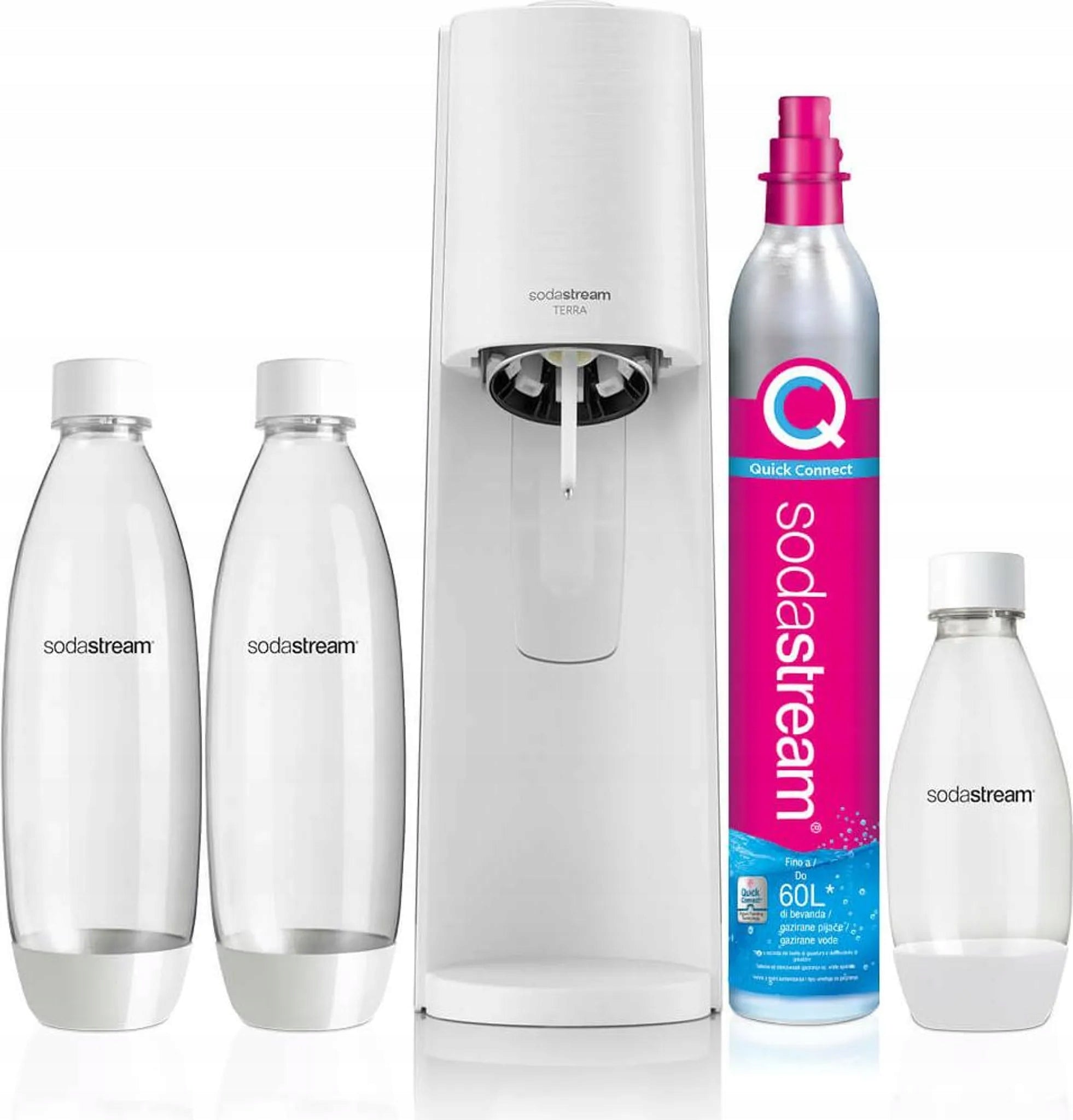 SodaStream Terra saturator set of 2 bottles 1 l + bottle 0.5 l + CO2 bottle