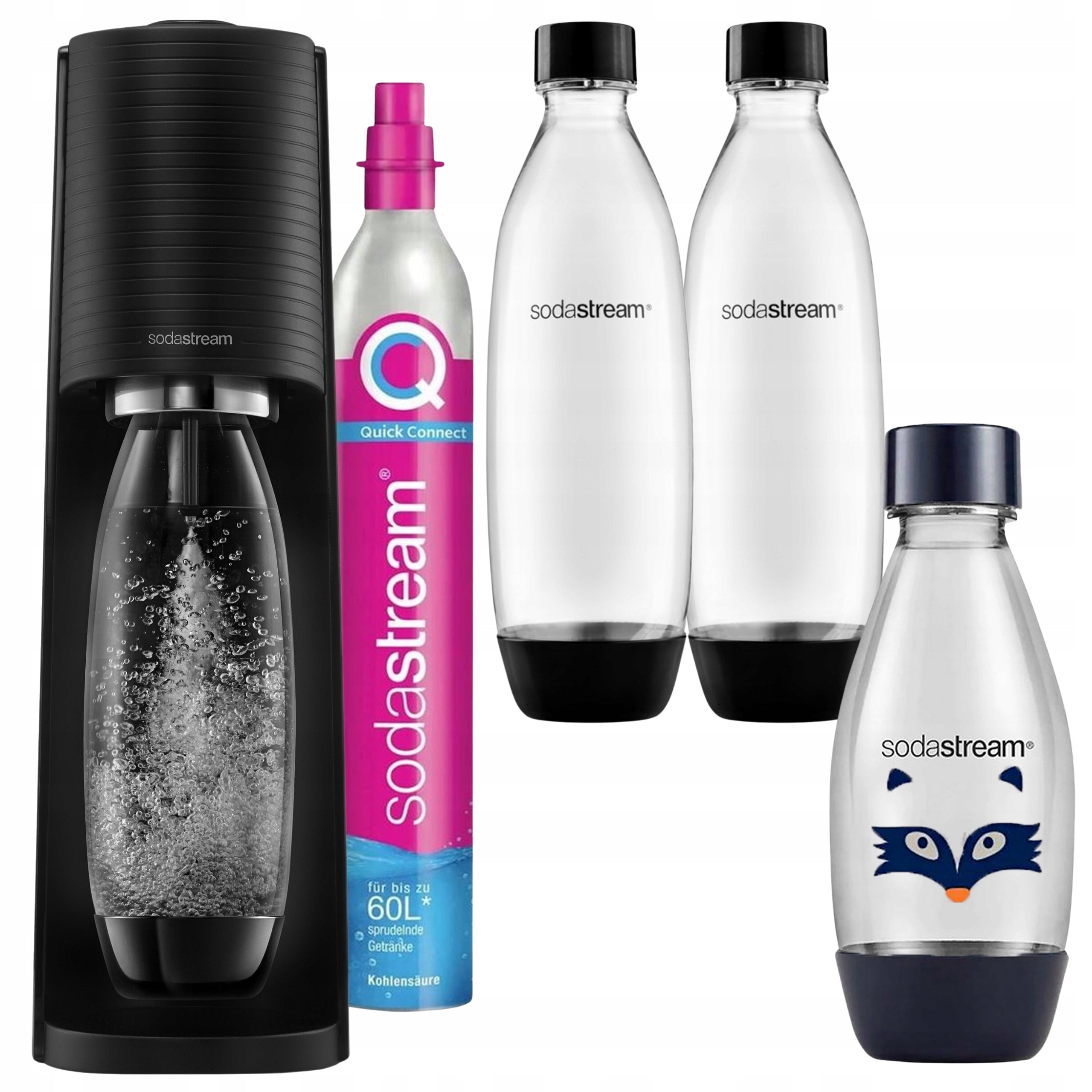 SodaStream Water Saturator TERRA 2 Bottles 1L + Small Bottle Raccoon 0,5L