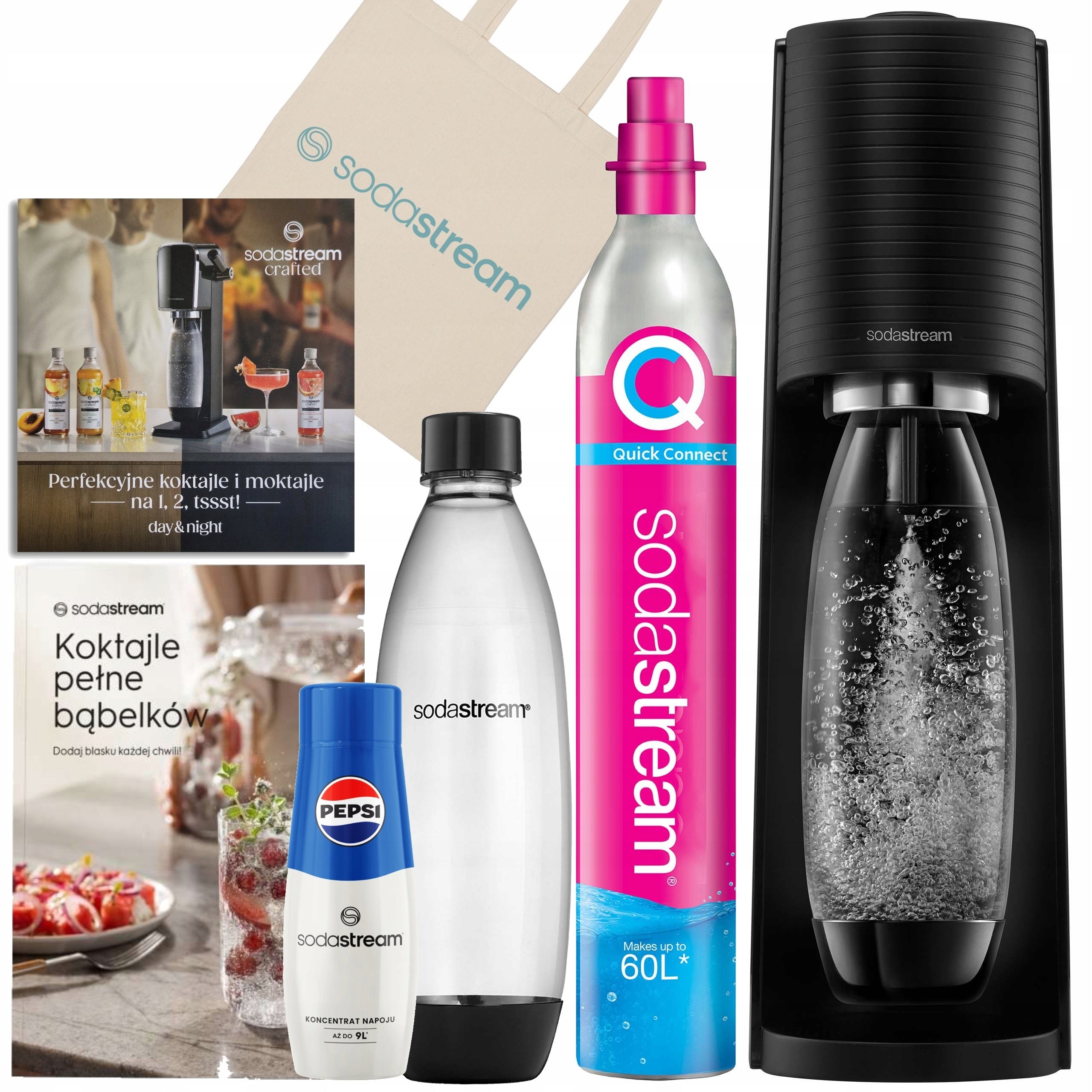 Sodastream Saturator Terra Pepsi syrup 440ml + 2x book + bag