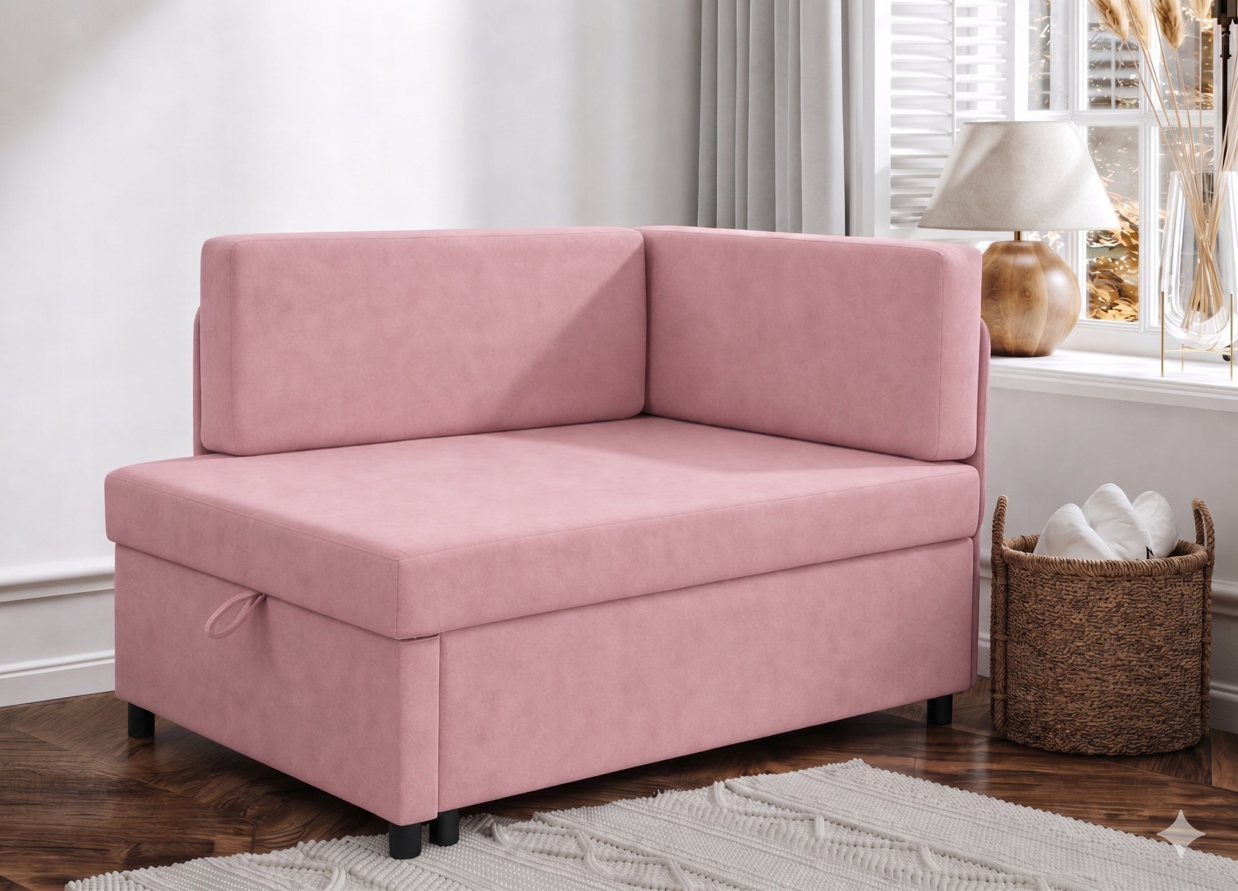 Sofa Viluś 106x75x80 cm sofa with sleeping and storage function pink