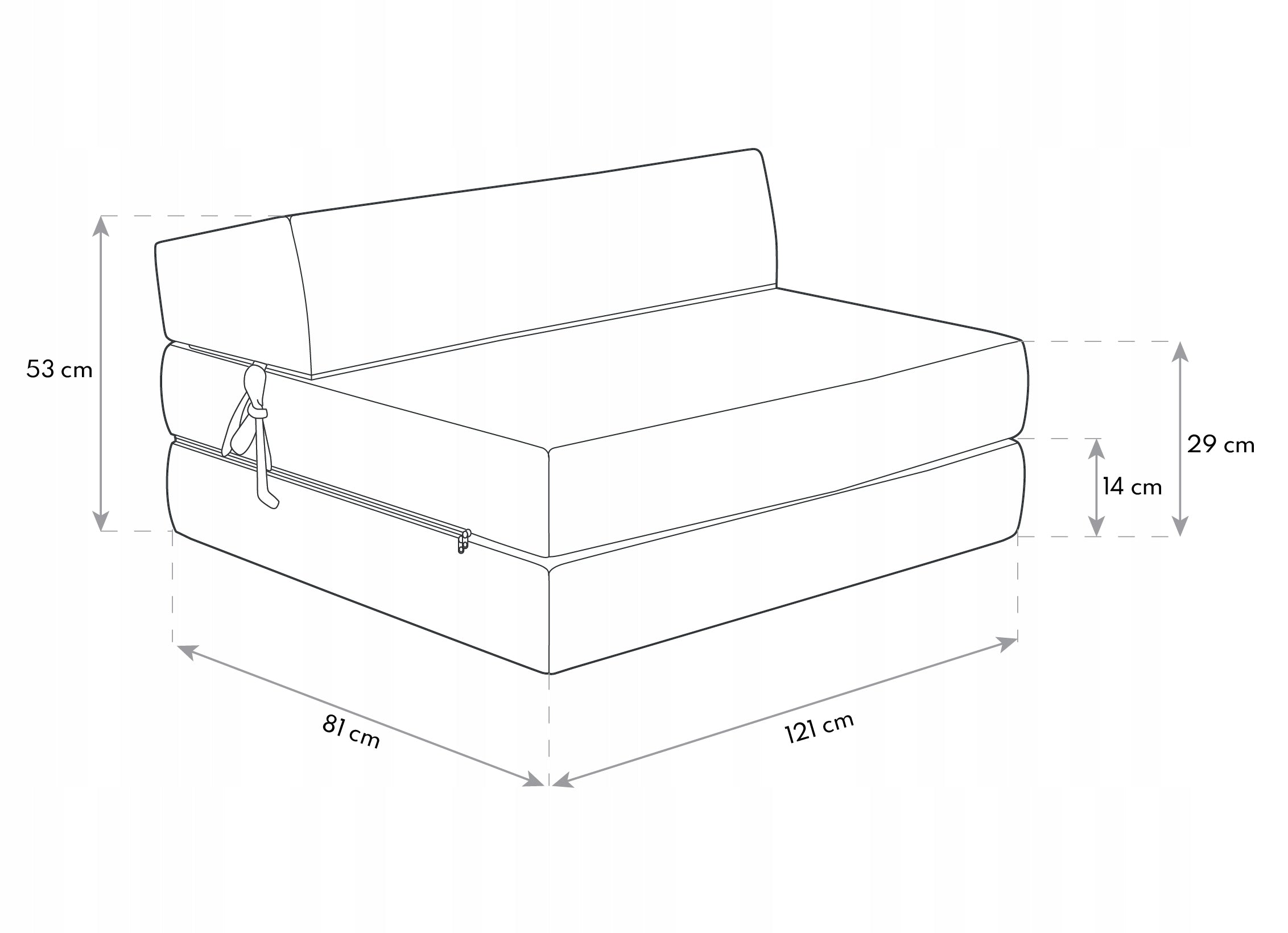 Sofa bed comfortable mattress sofa SARA MAXI 120x200 cm x 14 cm Manufacturer code SOFKA-SARA-121-081-14-WEL-J.ROZ