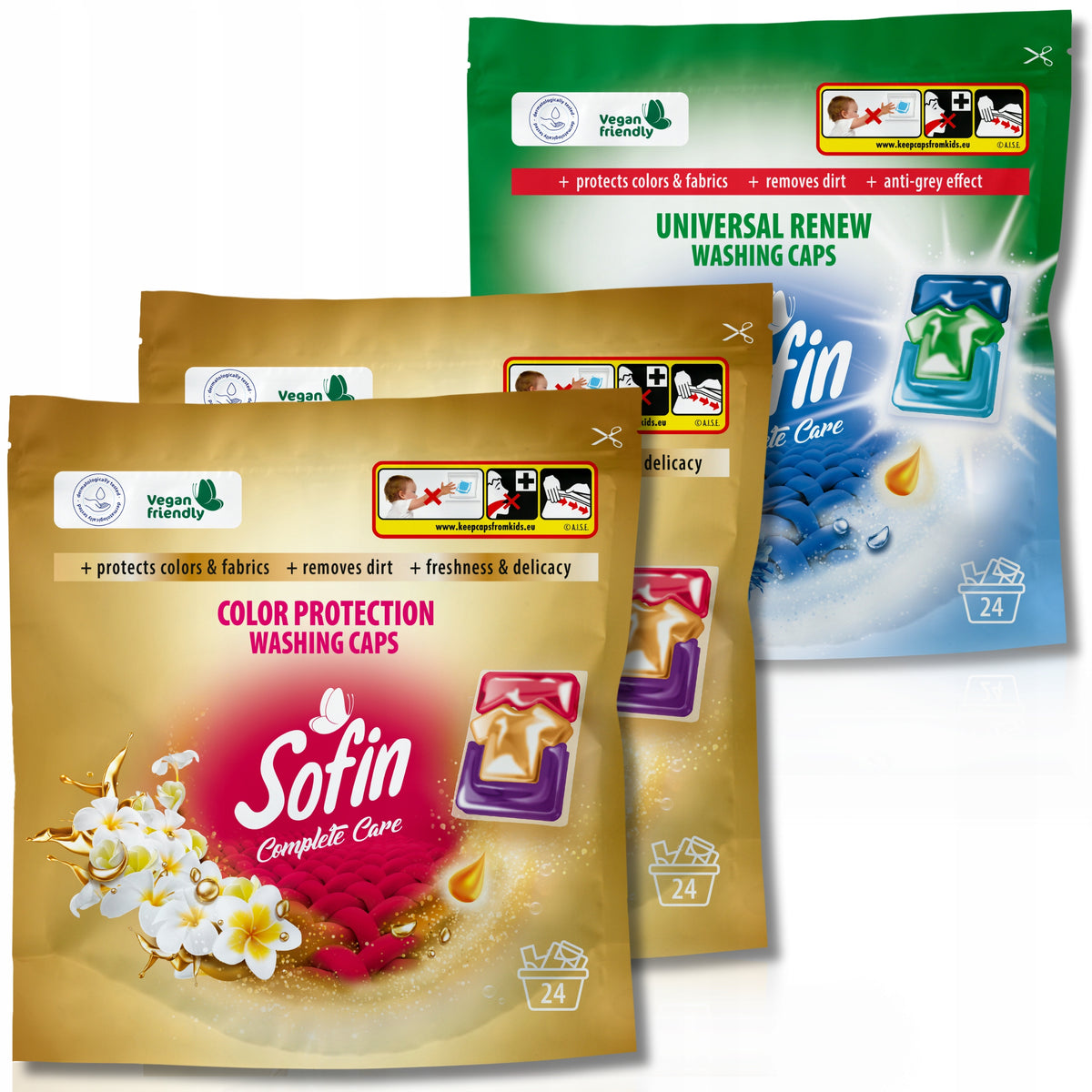 Sofin Fabric Washing Capsules Color White Vegan Color Protection Mix 72pcs