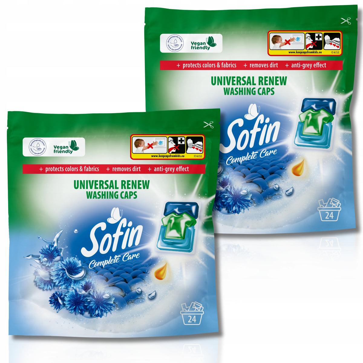 Sofin White and Light Vegan Washing Capsules Color Protection 48 Pack