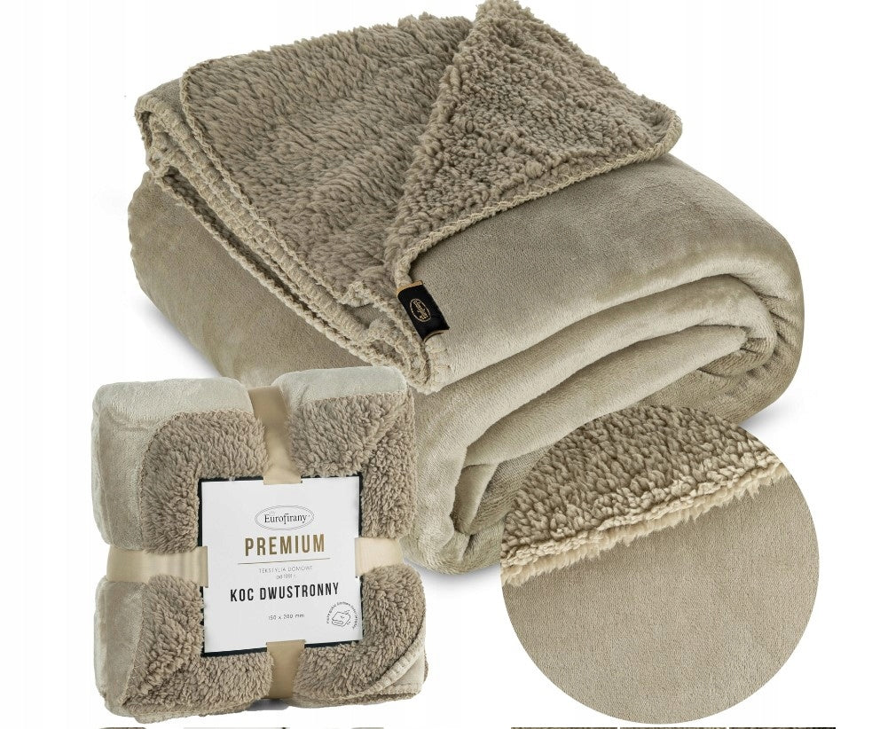 Soft BLANKET throw for armchair PLED double-sided TEDY 70x160cm beige