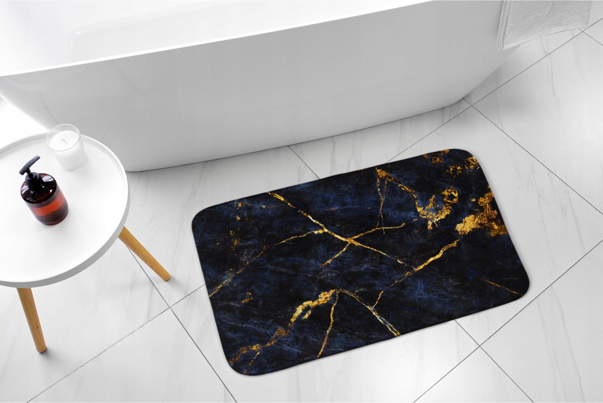 Soft Bathroom Rug Mat Navy Blue Marble Number of elements pojedynczy dywanik