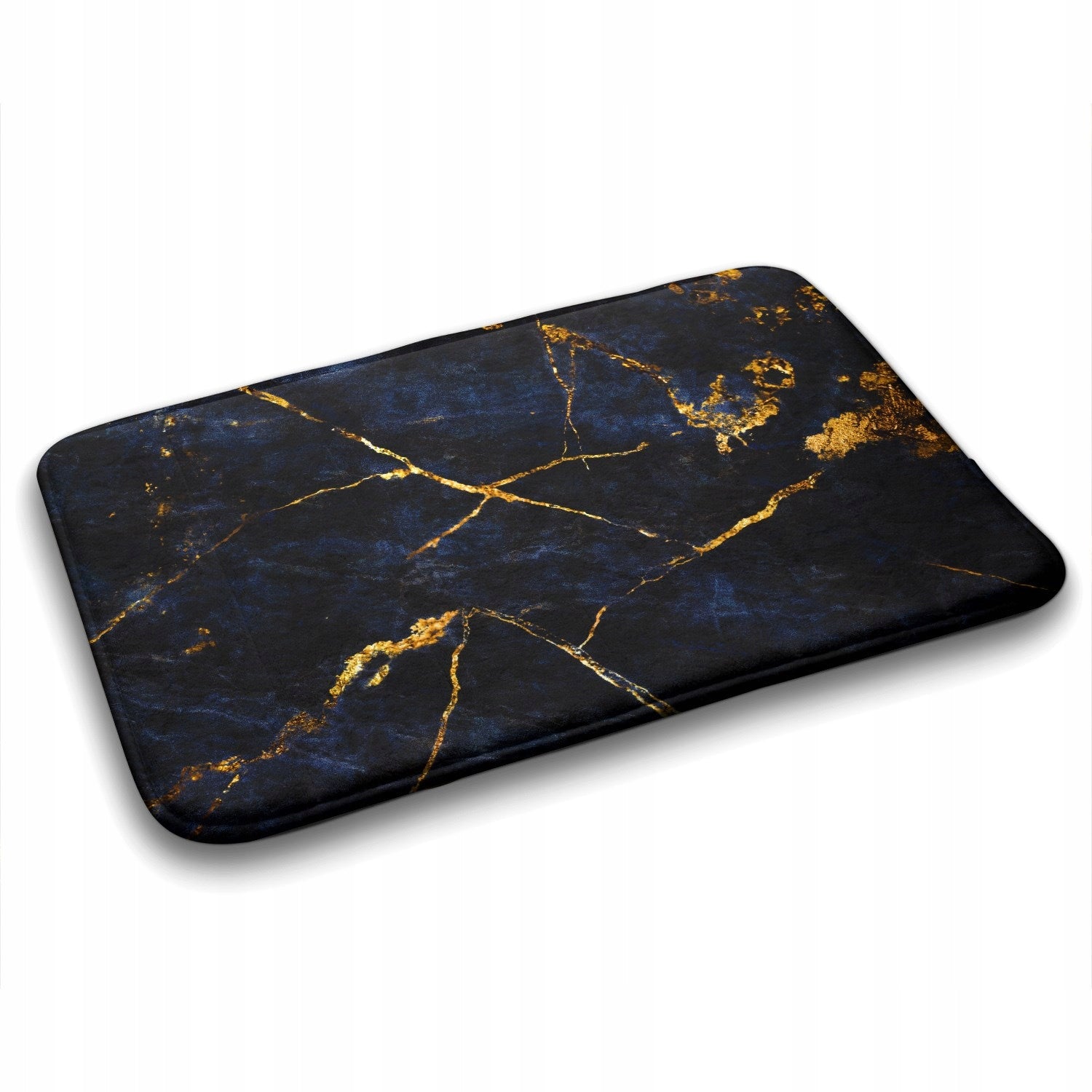 Soft Bathroom Rug Mat Navy Blue Marble