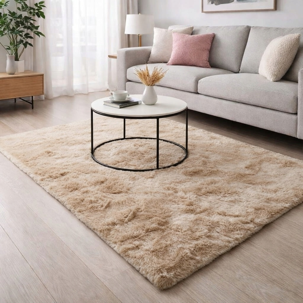 Soft Carpet NON-SLIP faux fur 120x160cm BEIGE Brand no brand