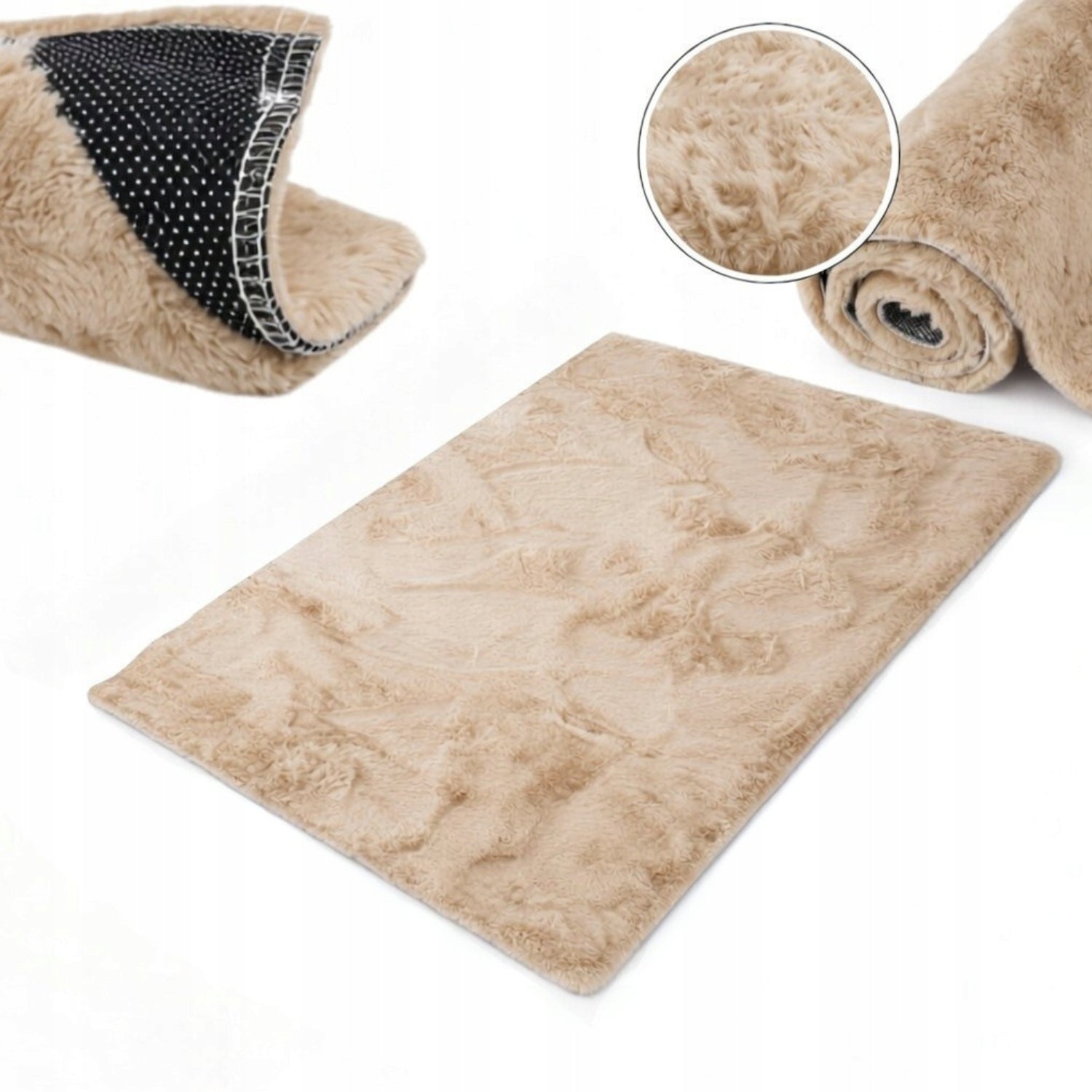 Soft Carpet NON-SLIP faux fur 120x160cm BEIGE