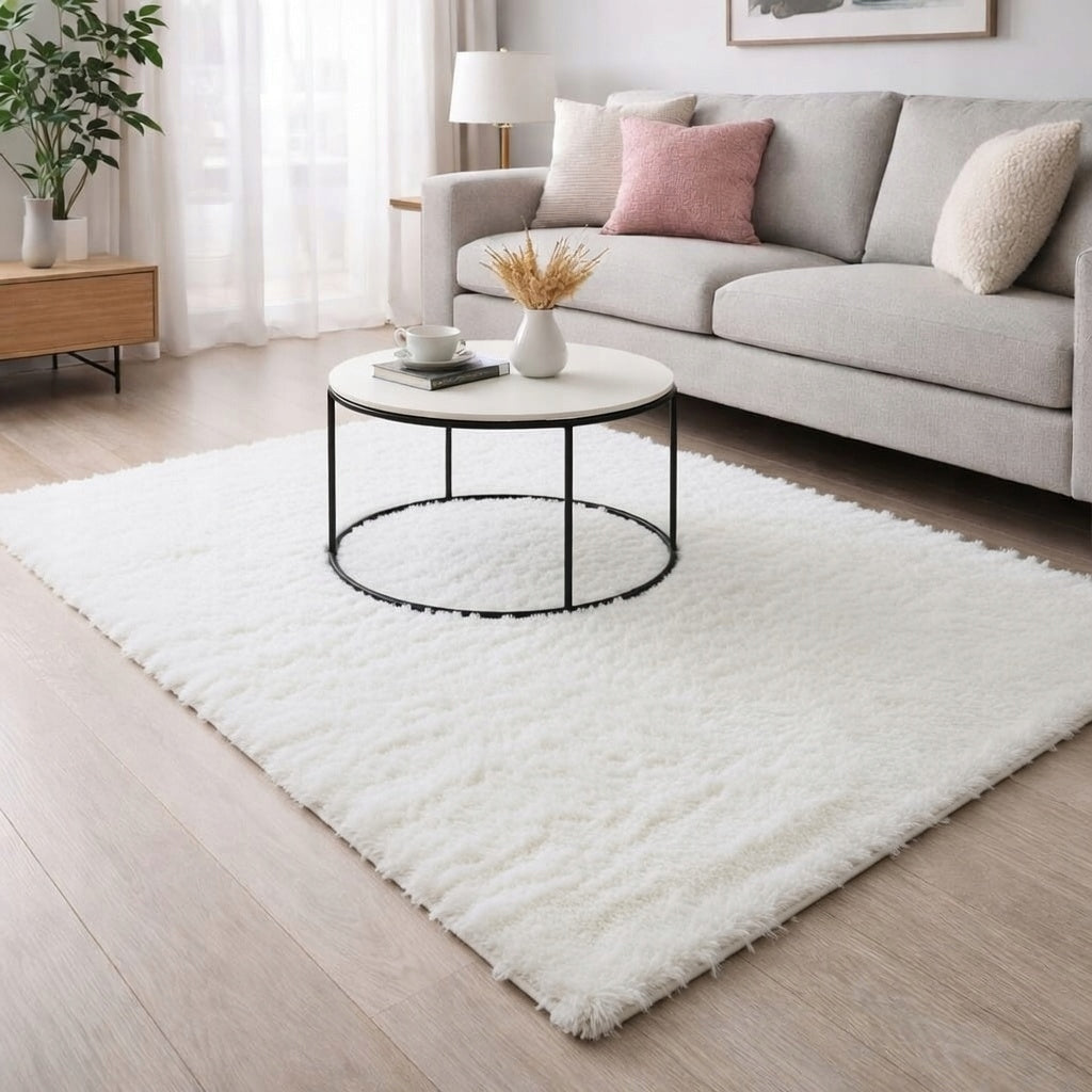Soft Carpet NON-SLIP faux fur 120x160cm WHITE Brand no brand