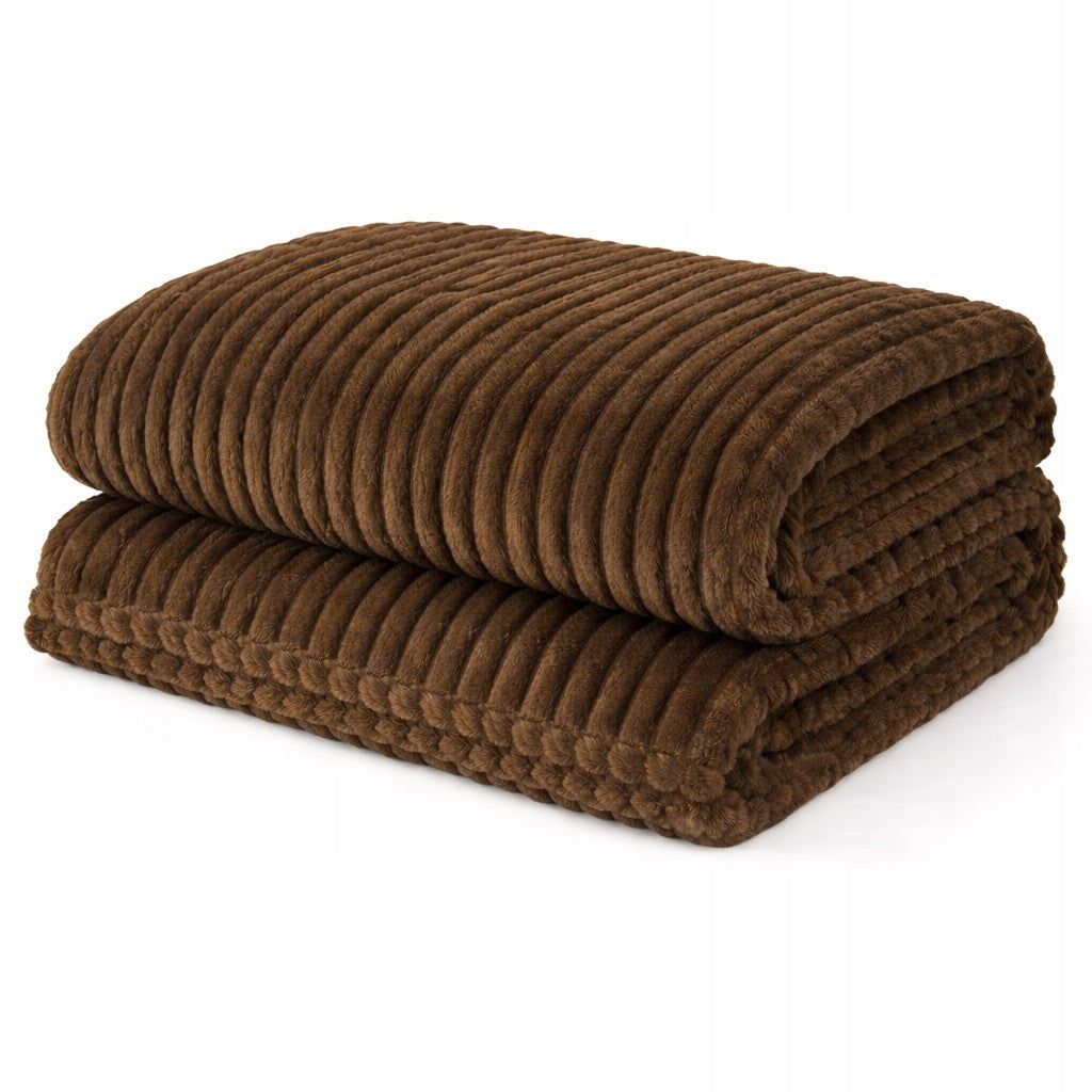 Soft Couch Blanket Bed Thin Summer 200x220 STRIP BROWN Chocolate