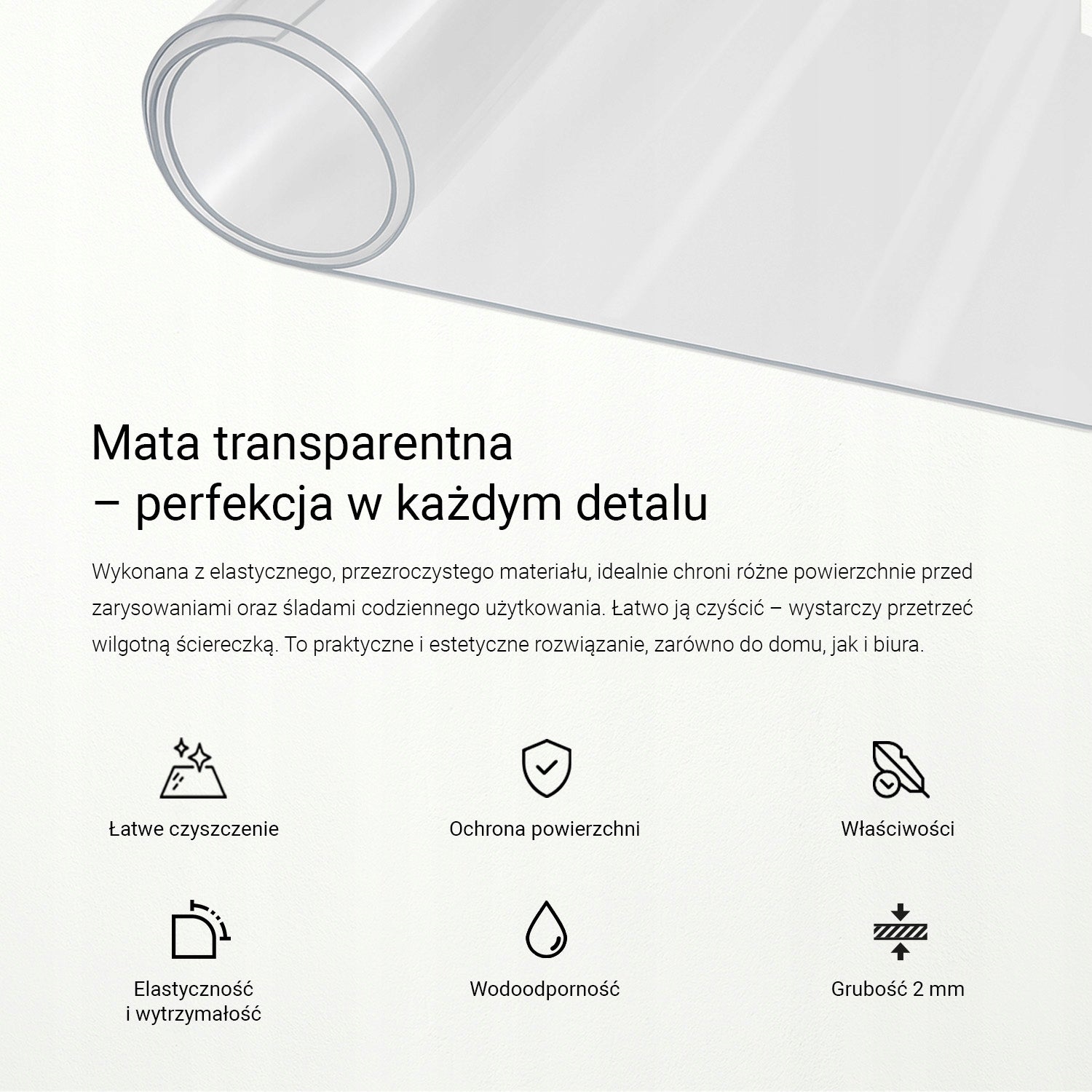 Soft Glass PVC Transparent Protective Mat For Kitchen Table 120x60 cm Product height 60 cm