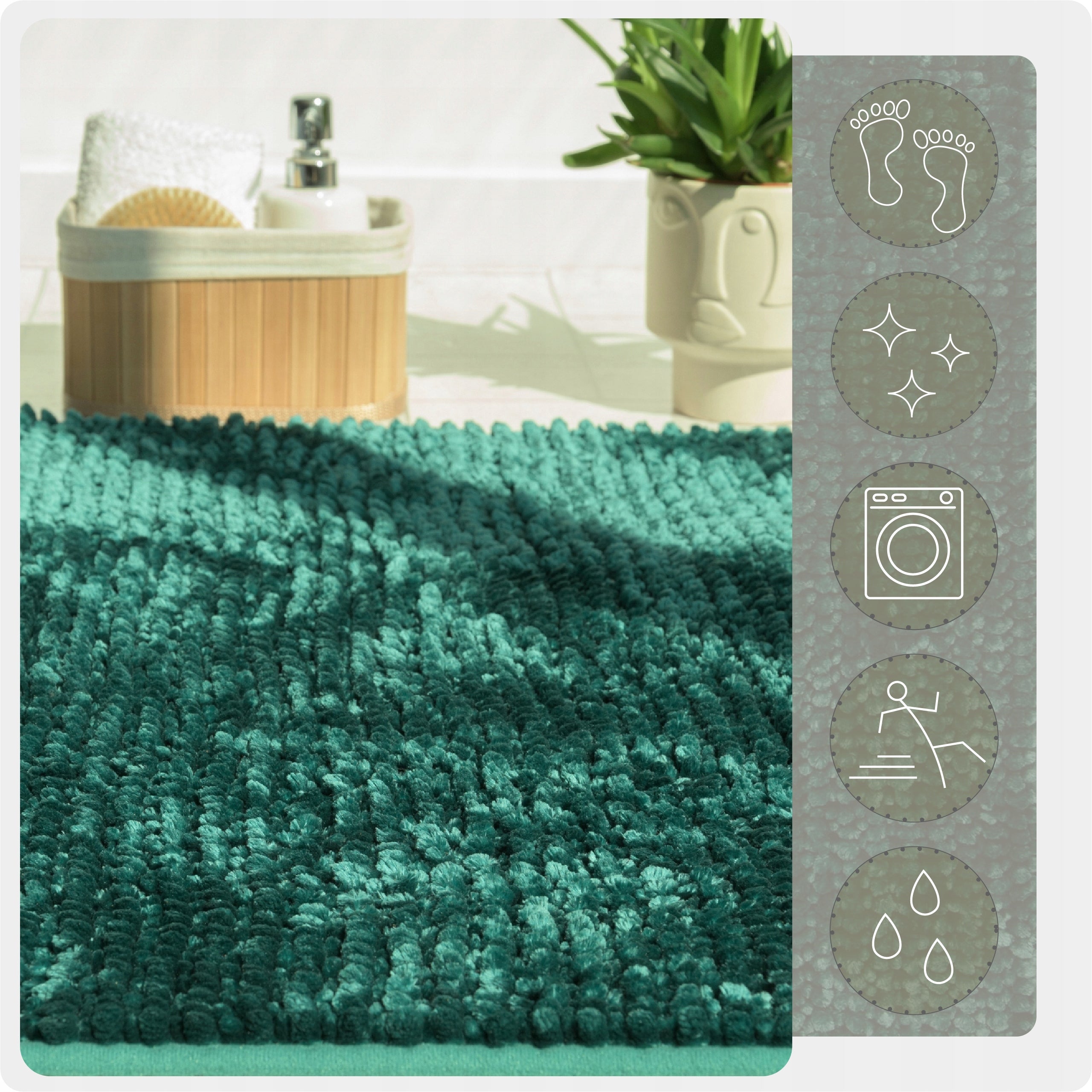 Soft absorbent bathroom mat 40x60 shaggy Length 60 cm