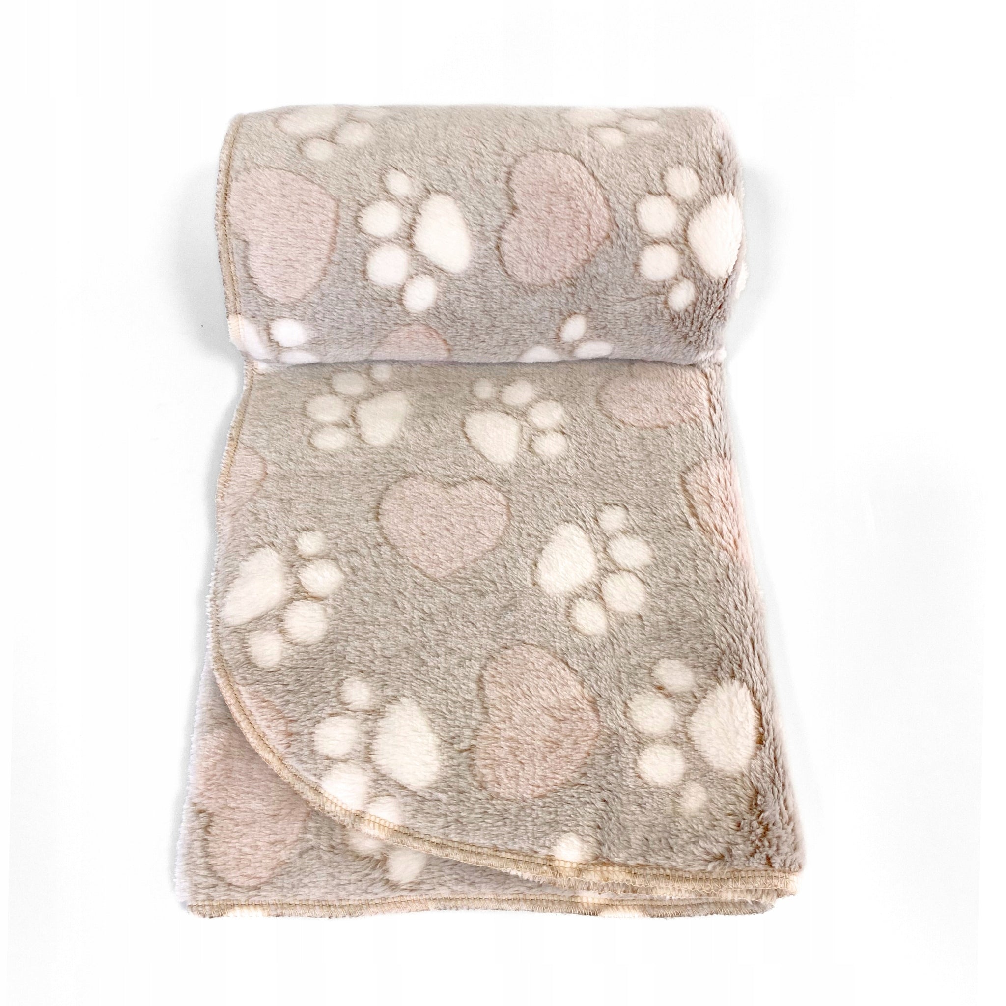 Soft cat dog blanket for bed DOTTY plush beige paws 60x40 Length 60 cm
