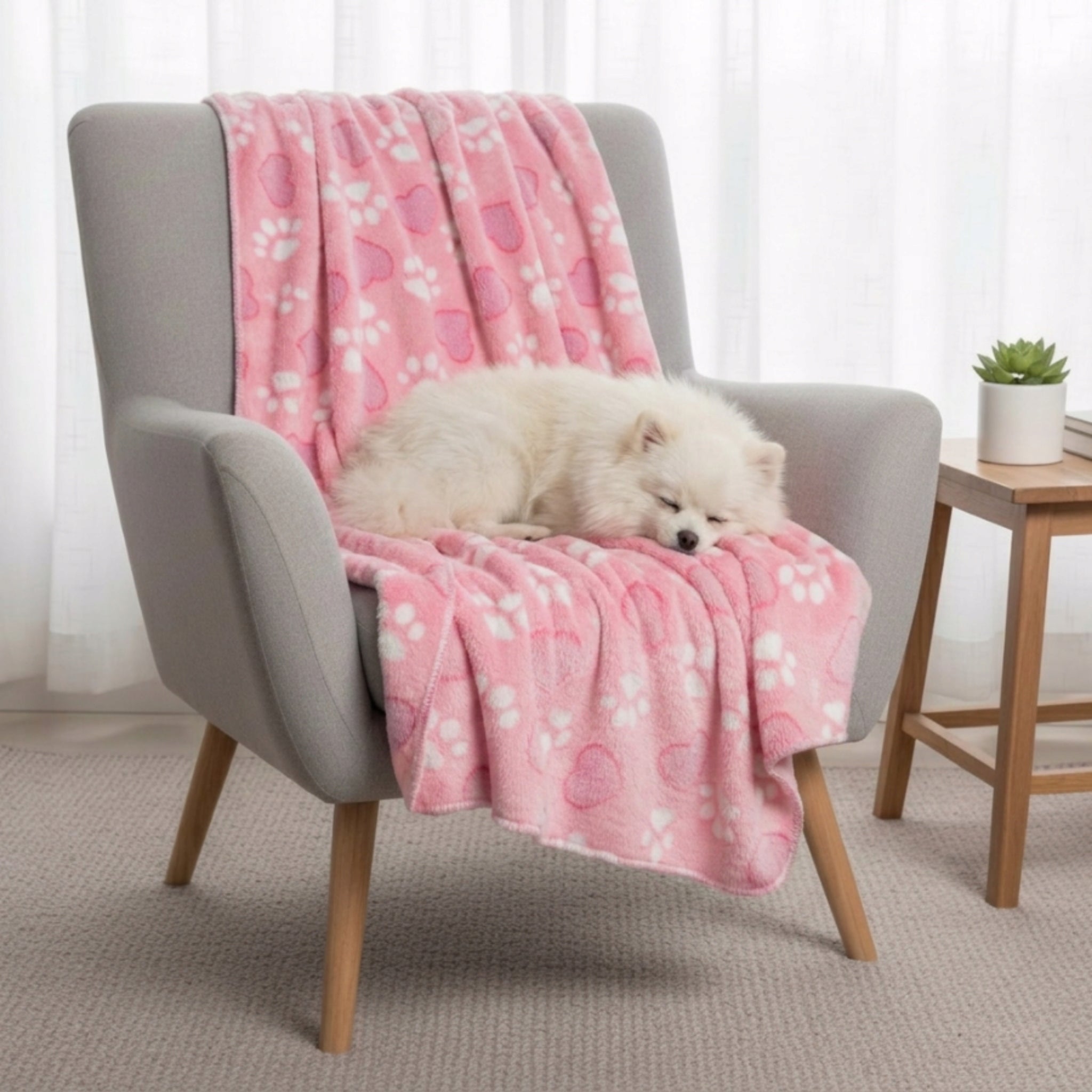 Soft cat dog blanket for bed DOTTY plush pink hearts 120x100 Trade name DOTTY Pluszowy miękki kocyk dla psa kocyk dla kota - różowy - rozmiar XL (120x100 cm)