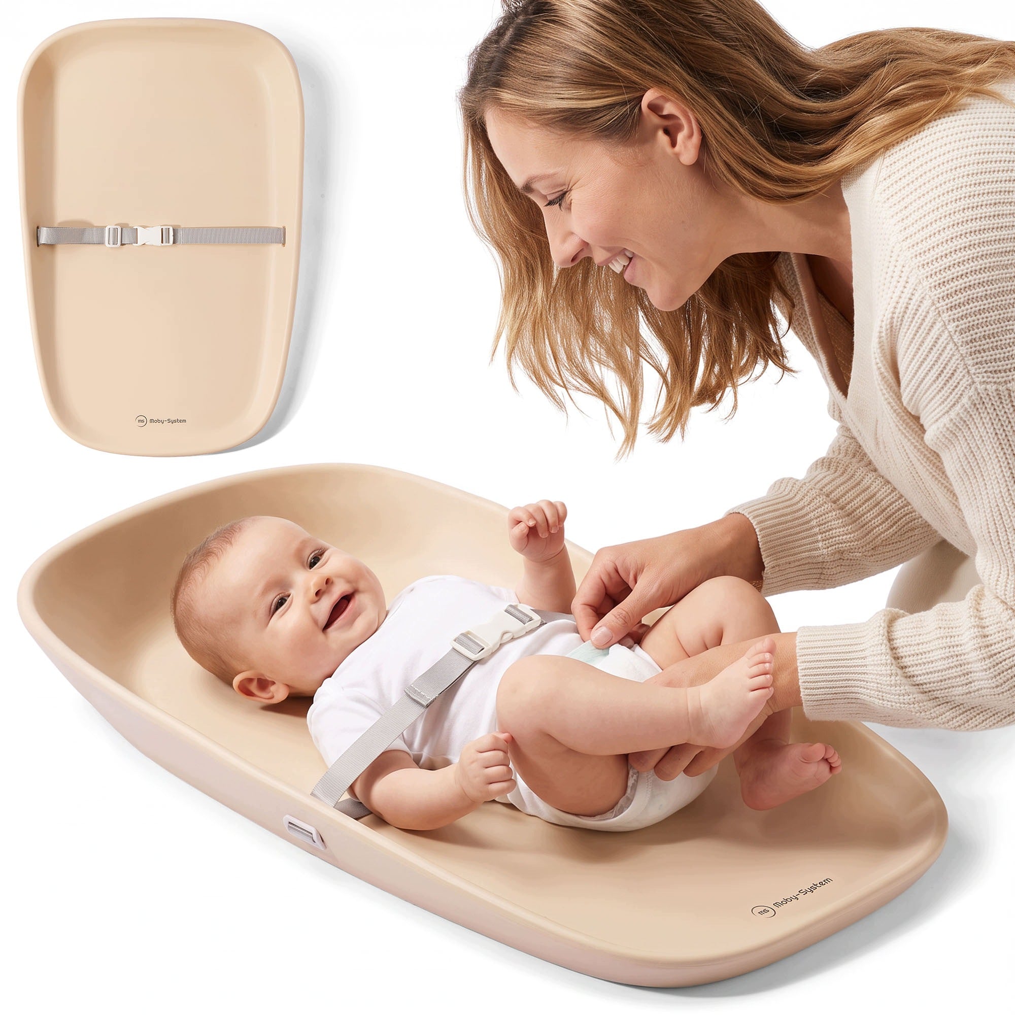 Soft changing table Moby-System waterproof with non-slip bottom beige