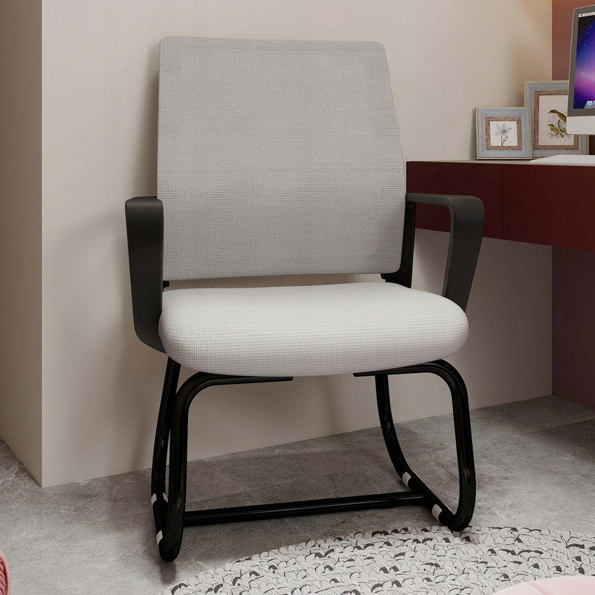 Soft, comfortable, minimalist, modern office chair, grey Furniture depth 55 cm