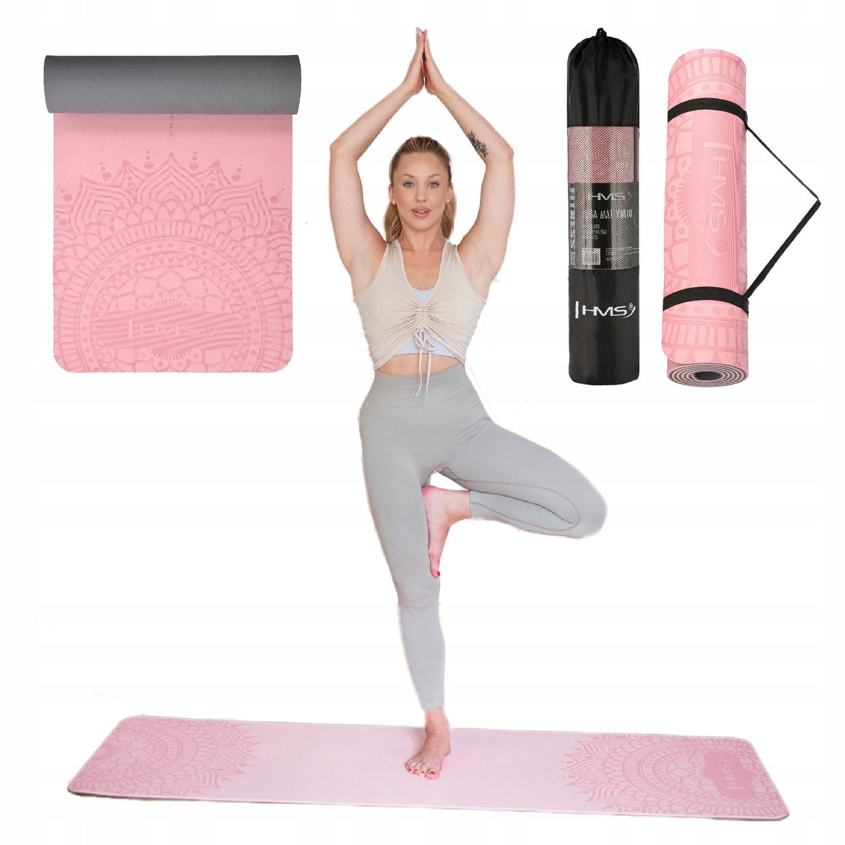 Soft yoga mat tpe light pink elastic durable HMS Packaging status original