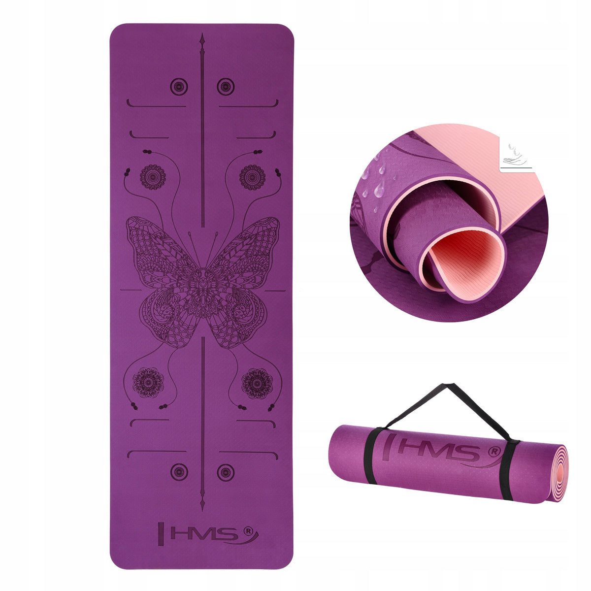 Soft yoga mat tpe purple elastic durable HMS