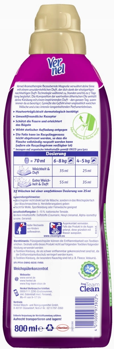 Softener Vernel Charming Magnolia 800 ml DE Brand Vernel
