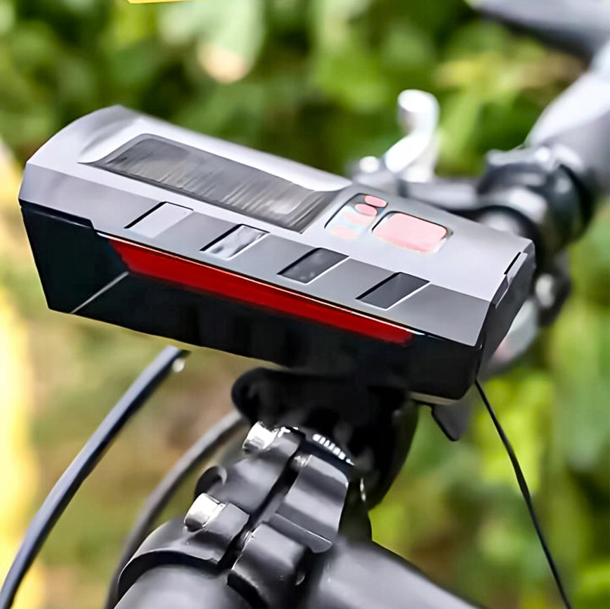 Solar Bike Light Front Rear 800lm Horn 140dB USB Powerbank Power supply rechargeable battery