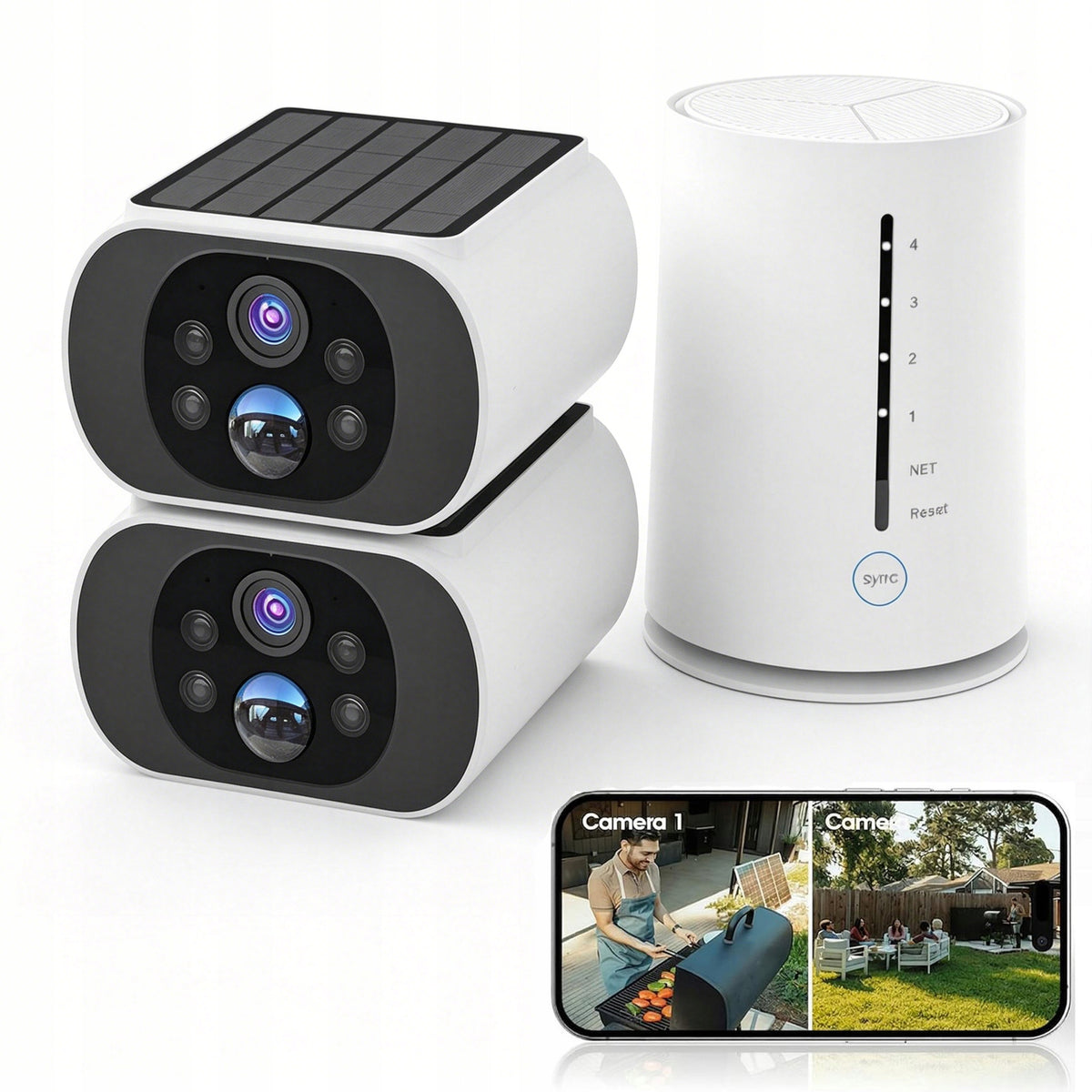 Solar Camera Kit 4MP Home Monitoring Camera System Kit 2K