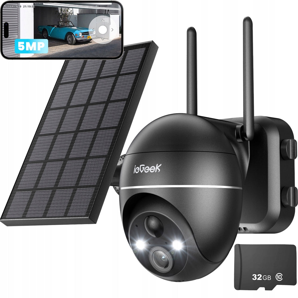 Solar Camera Outdoor IP WiFi Rotating UHD 5MPx 4x Zoom Battery Operated Packaging status original