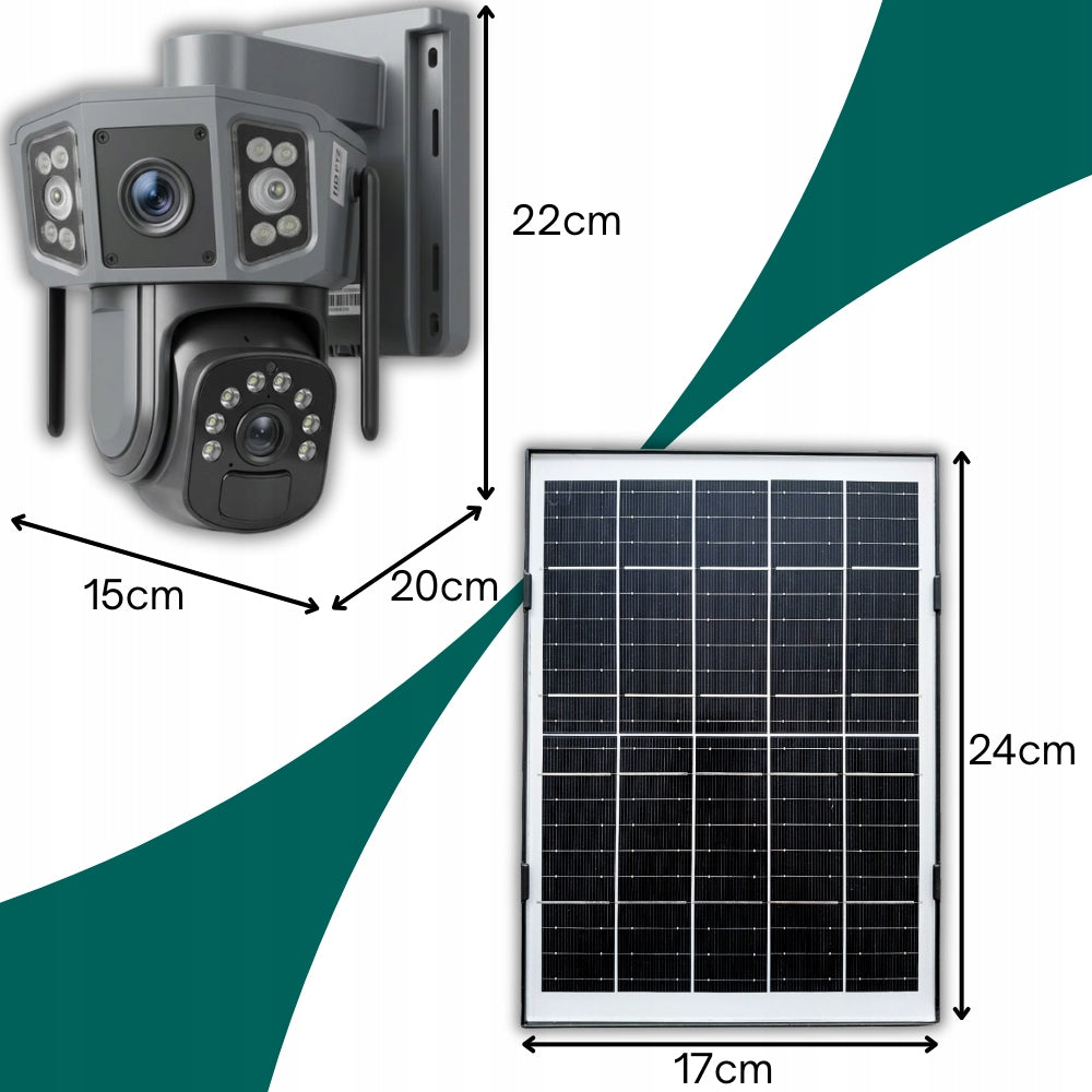 Solar Camera Rotating 2 Lenses 8MPx 4G LTE Outdoor Wireless Packaging status original