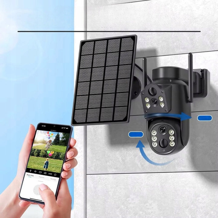Solar Camera Rotating 2 Lenses 8MPx WiFi IP Outdoor Wireless Packaging status original