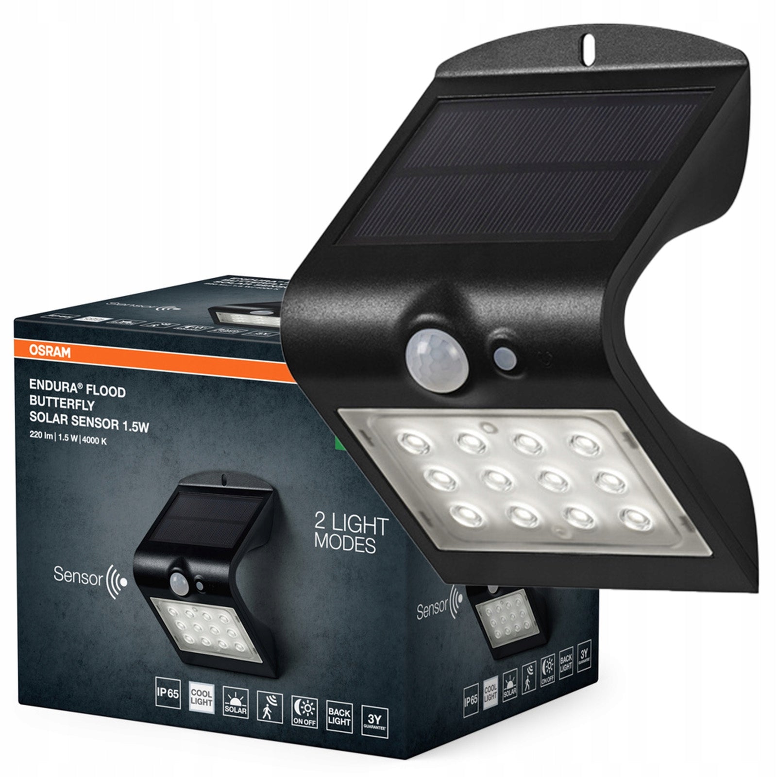 Solar Floodlight LED Twilight Motion Sensor 1.5W 220lm 4000K IP65 Osram