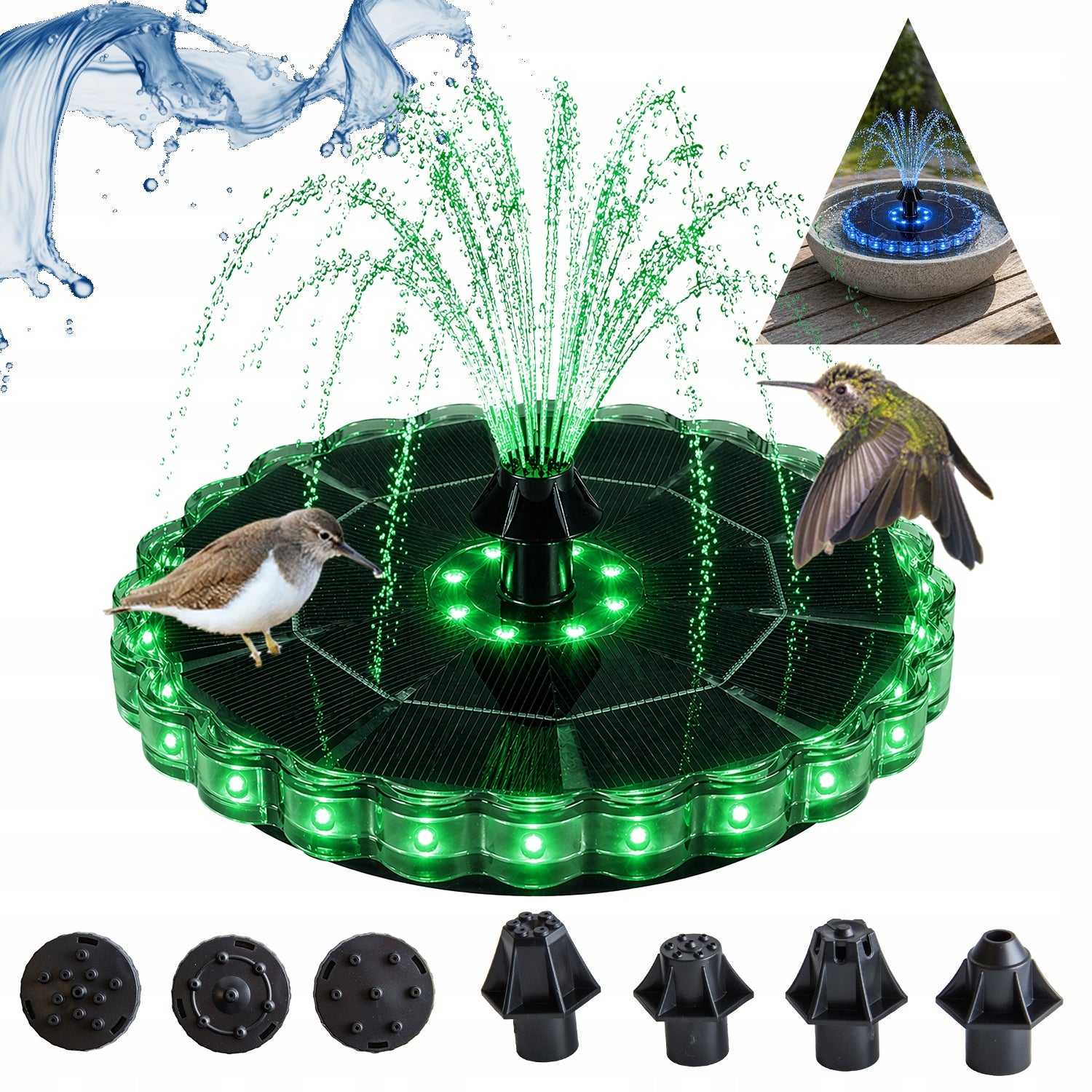 Solar Fountain 32xLED Garden NIMFA for pond water pond floating
