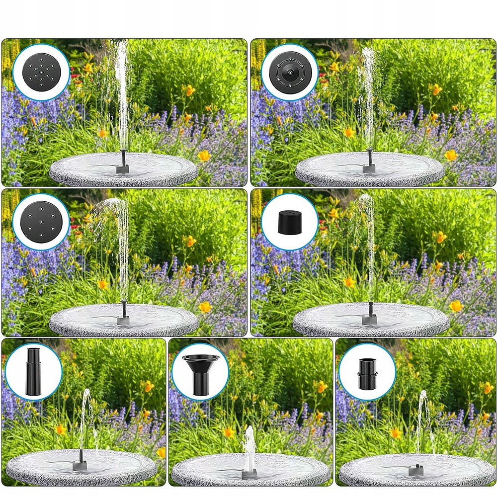 Solar Fountain For Water Mesh, Pump With Solar Panel For Pond Water Manufacturer code FONTANNA SOLARNA 2.5W Z 7 DYSZAMI