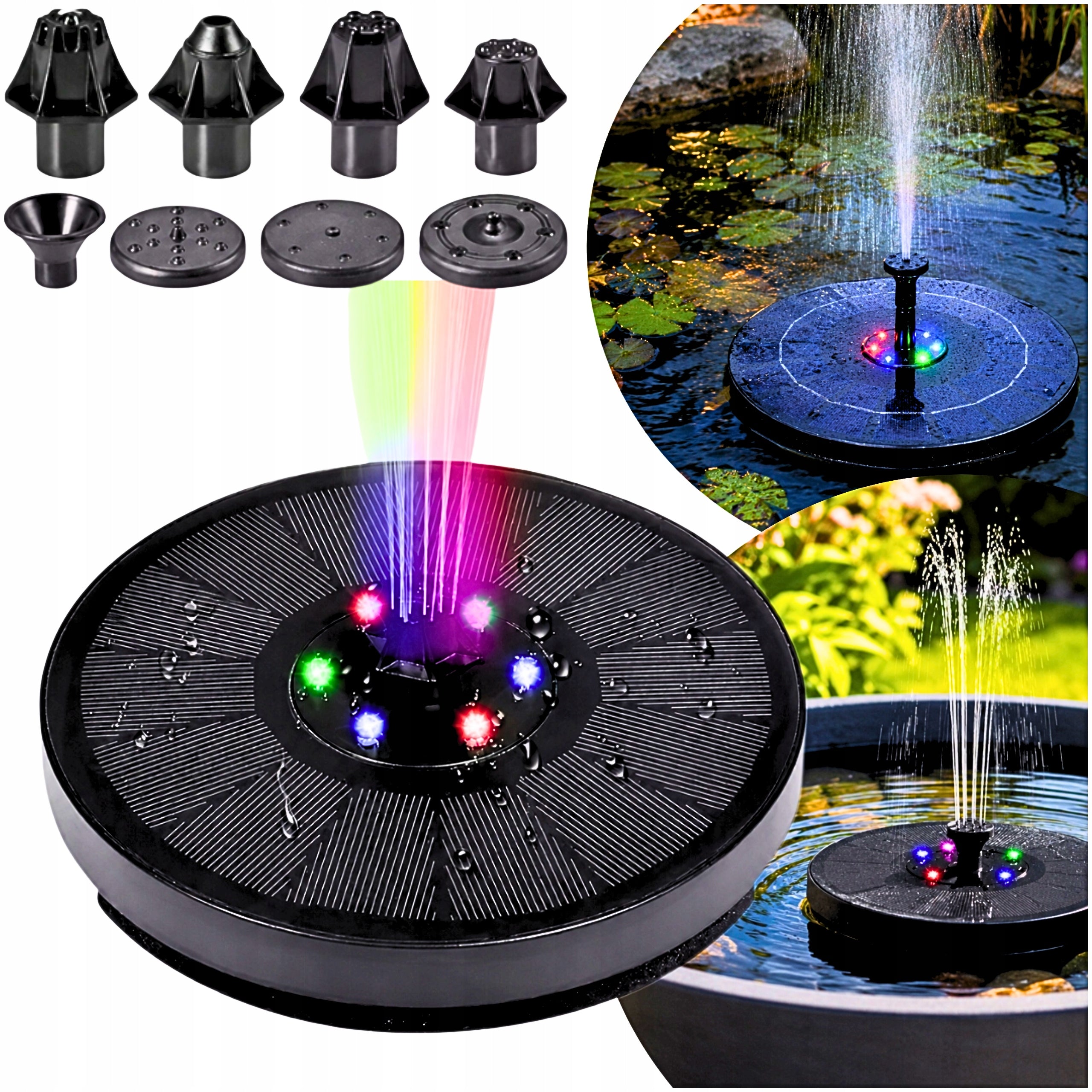 Solar Garden Fountain LED RGB Floating Pump For Water Mesh