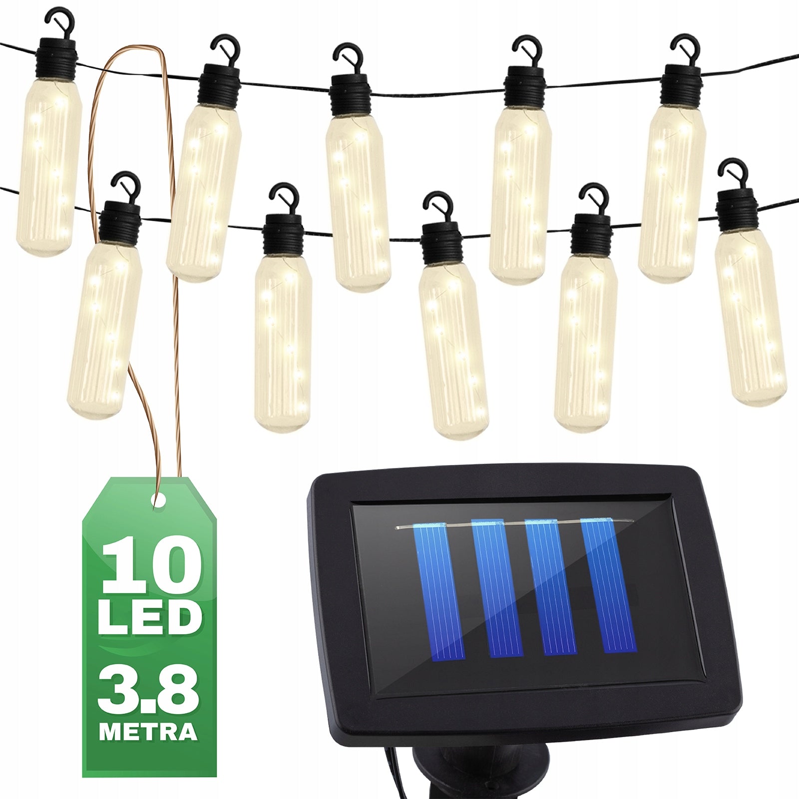 Solar Garden Garland 10x LED Light Chain Decorative Bulbs 3,8m