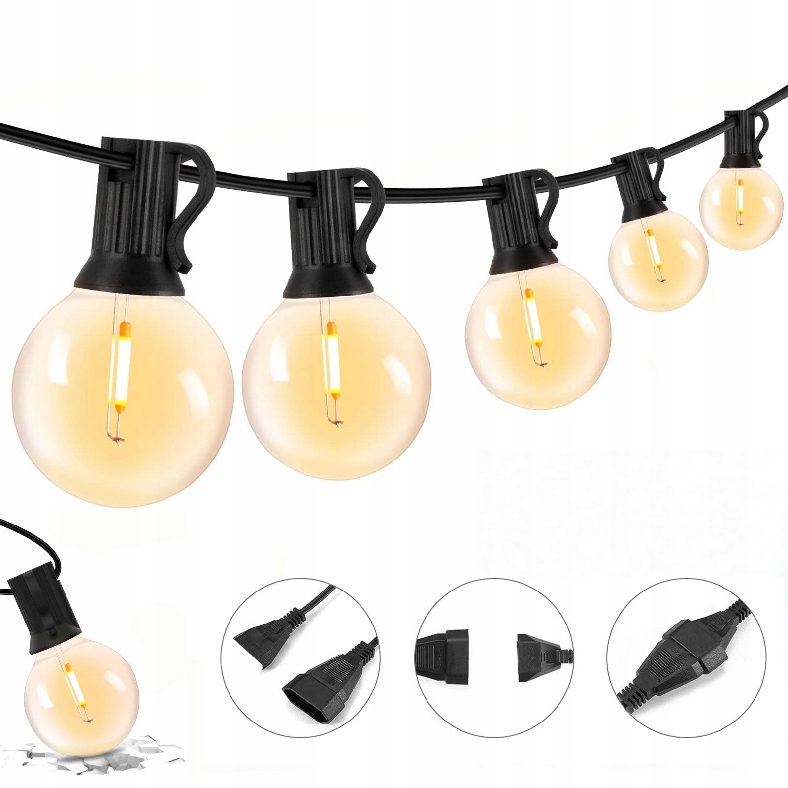 Solar Garland Garden Solar Lights 50x LED Bulb for Balcony 15m IP44