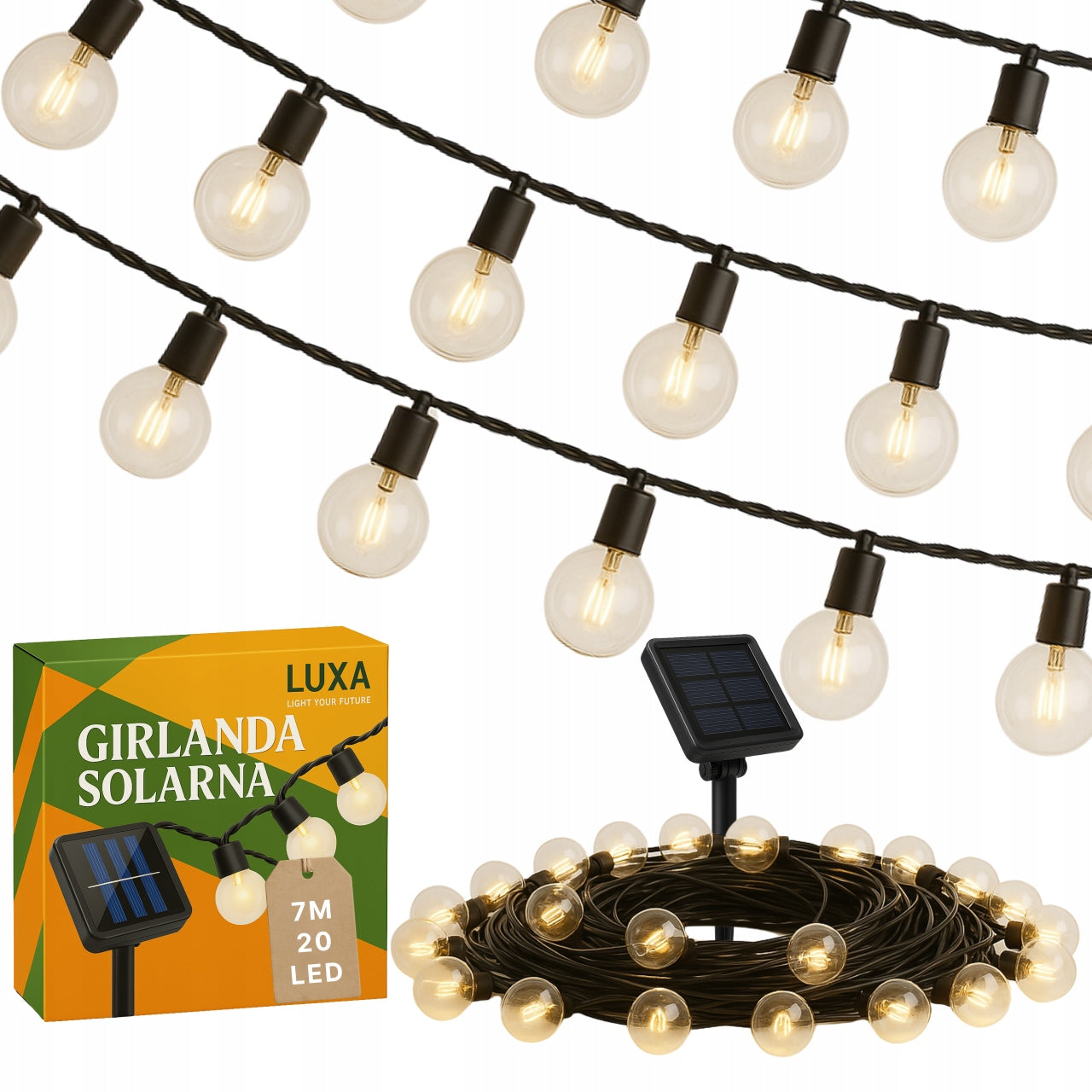 Solar LED Garland 7,5m 20x Decorative Balls 3000K Warm Terrace Garden