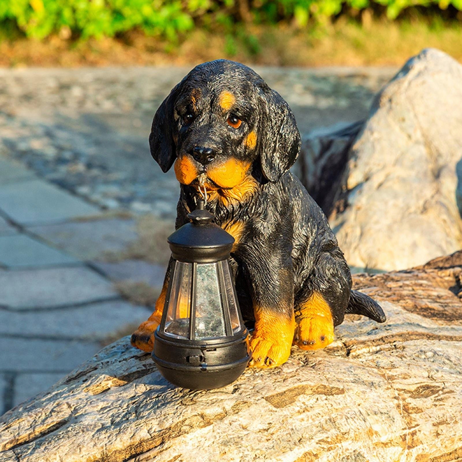Solar LED Resin Dog Figurine, Garden Ornament Manufacturer no brand