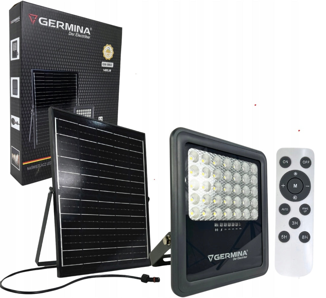 Solar LED floodlight Germina 300W 2000lm 5000K IP65 remote control Brand Germina