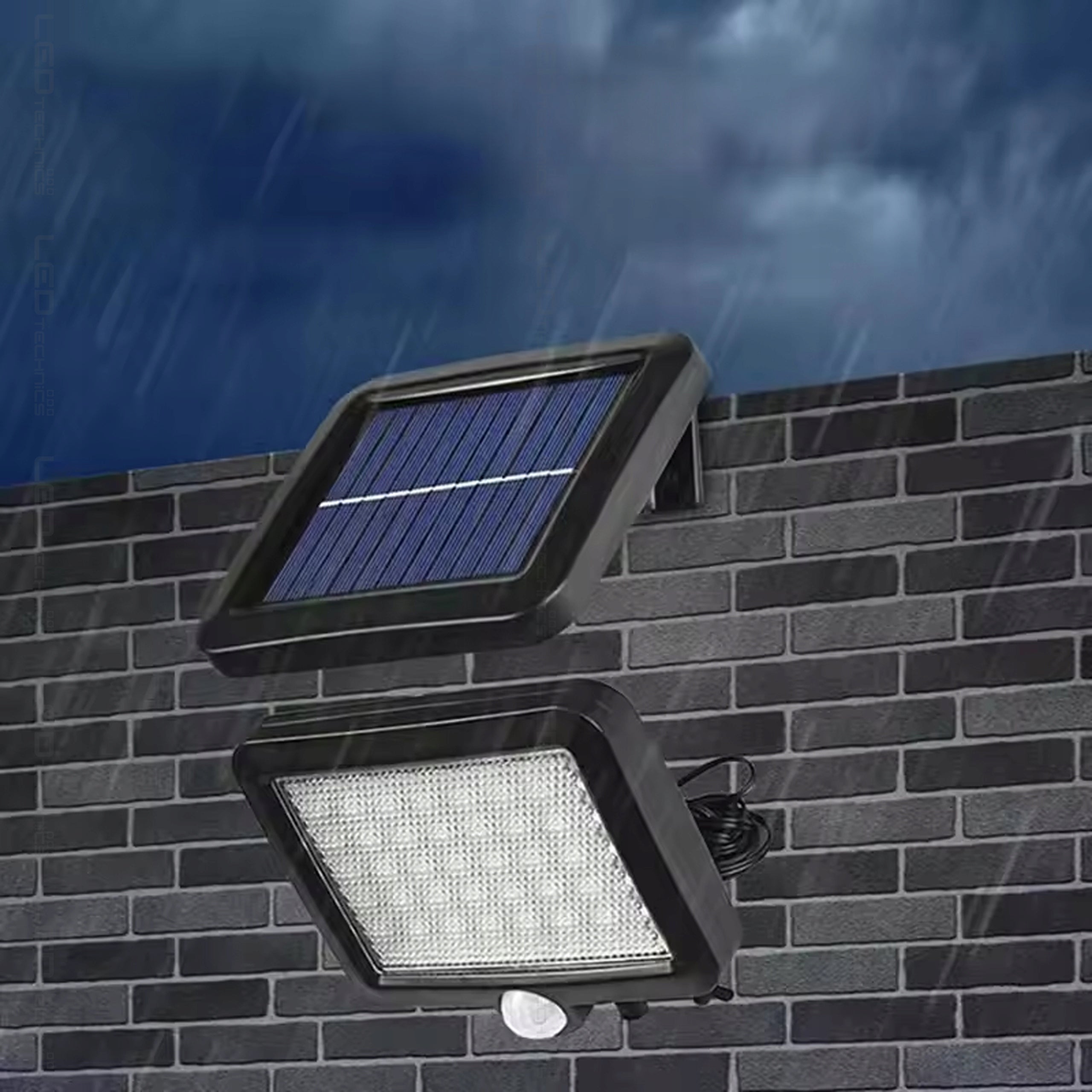 Solar Lamp LED Twilight Motion Sensor Outdoor Floodlight PIR Remote Control Brightness 500 lm