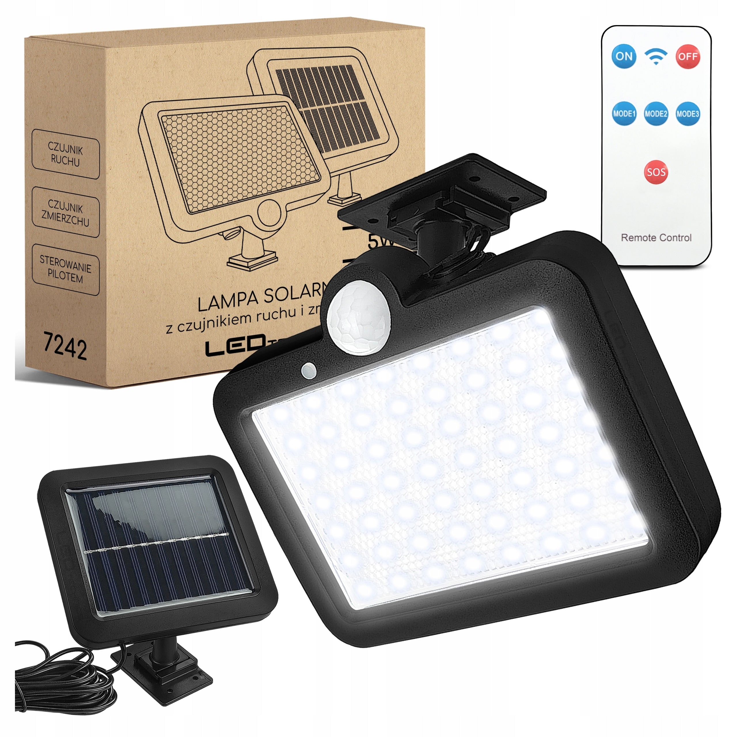 Solar Lamp LED Twilight Motion Sensor Outdoor Floodlight PIR Remote Control
