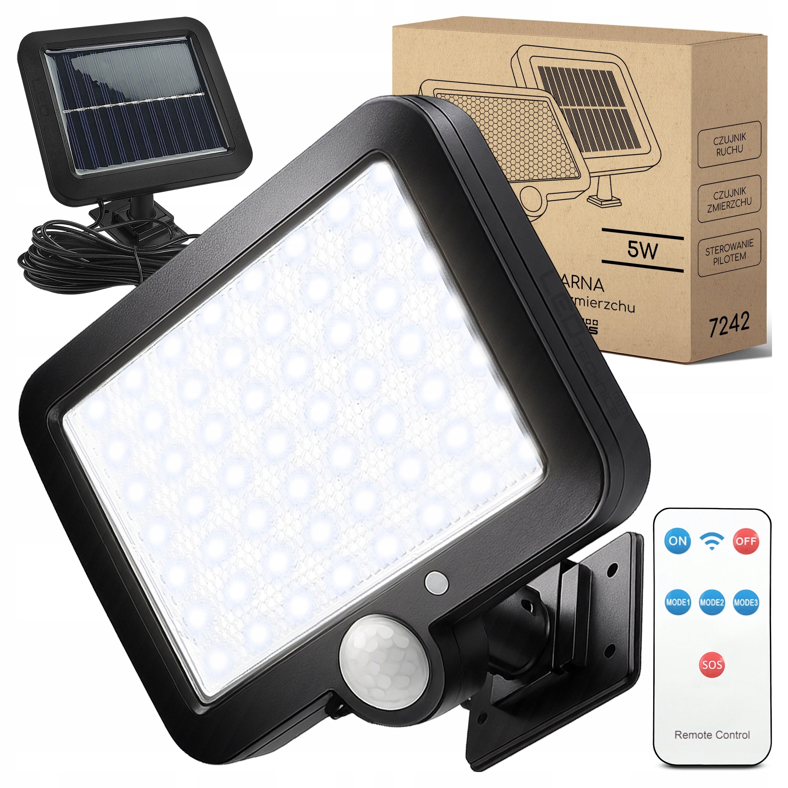 Solar Lamp LED Twilight Motion Sensor Outdoor Floodlight PIR Remote Control