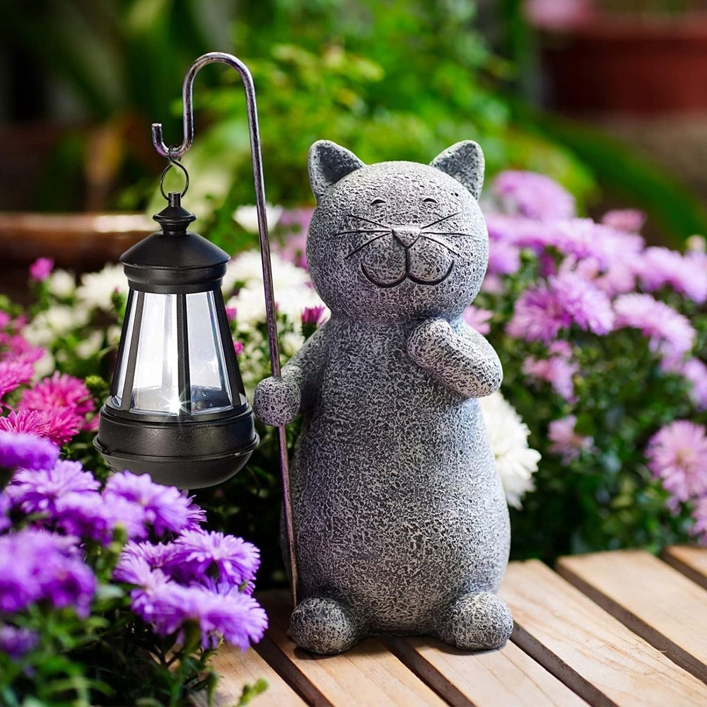 Solar Lamp Punched Garden With Cat Figurine Garden Decoration For Gift Manufacturer Bedee