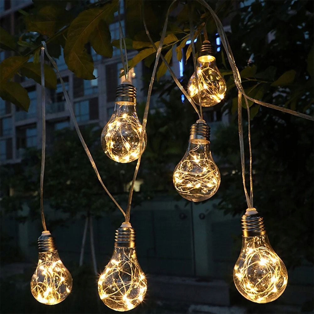 Solar Light Chain 10 LED Bulbs With Panel