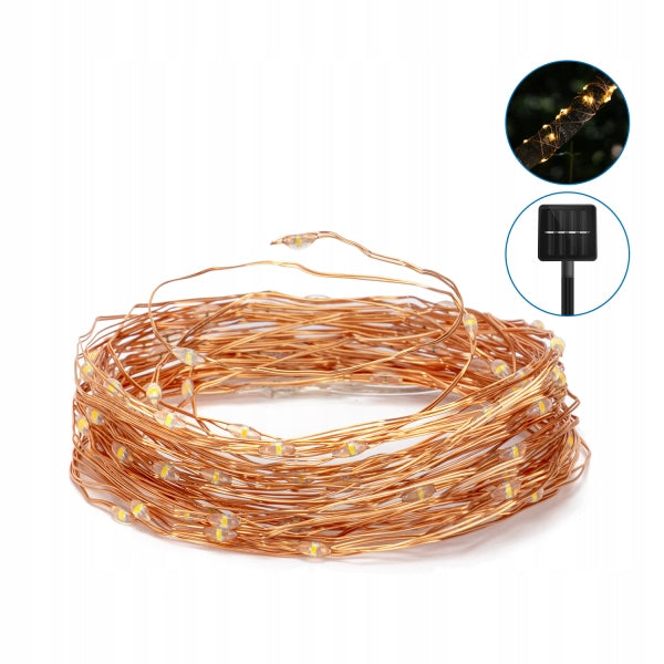 Solar Lights Wire Garland 100led 10m Warm White