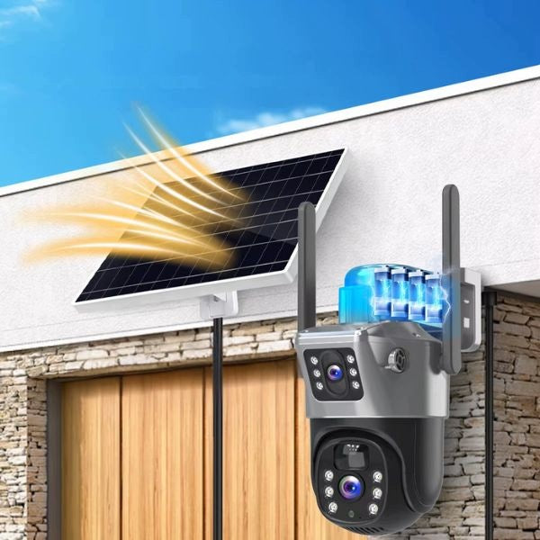 Solar Outdoor WiFi Camera 4K 8MP Dual HD PTZ IR LED App Packaging status original