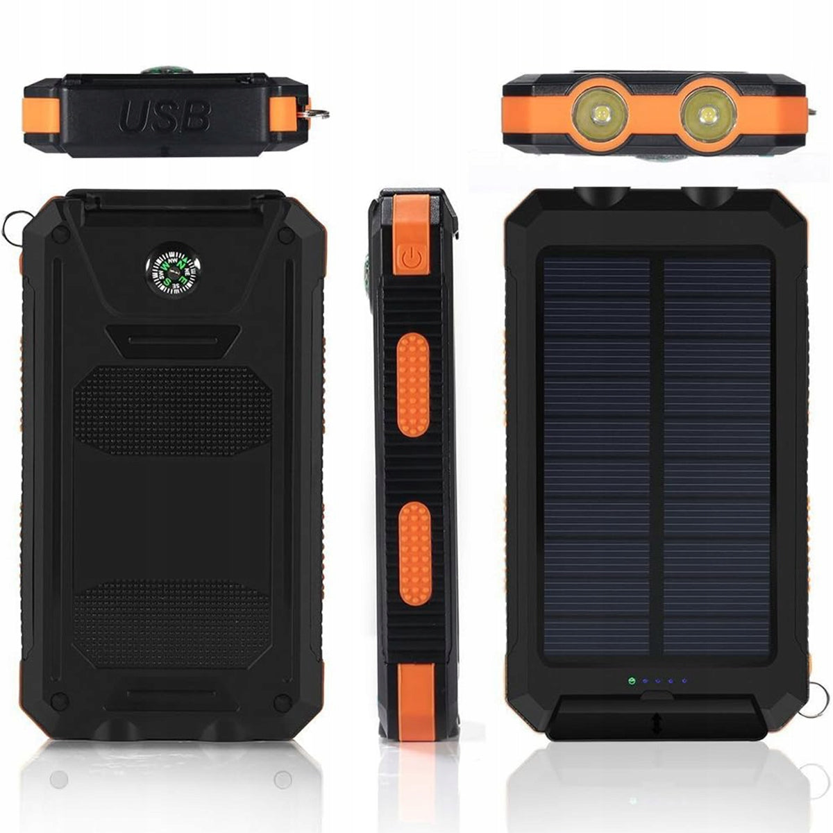 Solar Powerbank 26800 mAh with Solar Charging Function FLASHLIGHT + KOMPA Battery capacity 26800 mAh