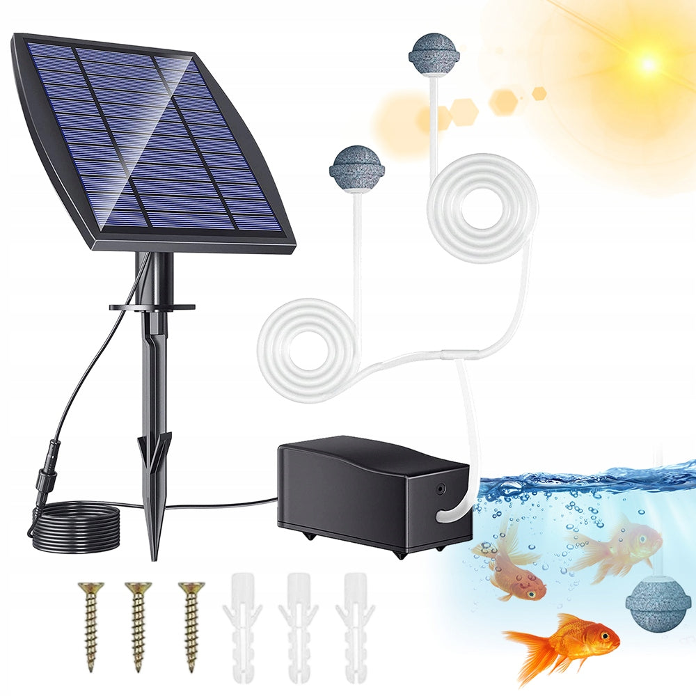 Solar Pump Oxygen Pump Portable Quiet Lightweight For Pond Water Eyelet Packaging status original