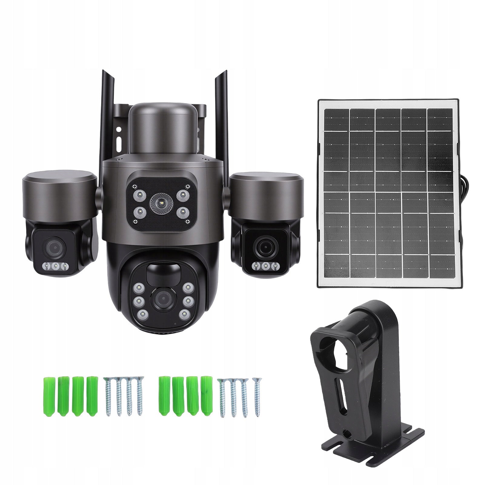 Solar Security Camera With 3 Lenses 6MP HD 360 Degree Angle 9P
