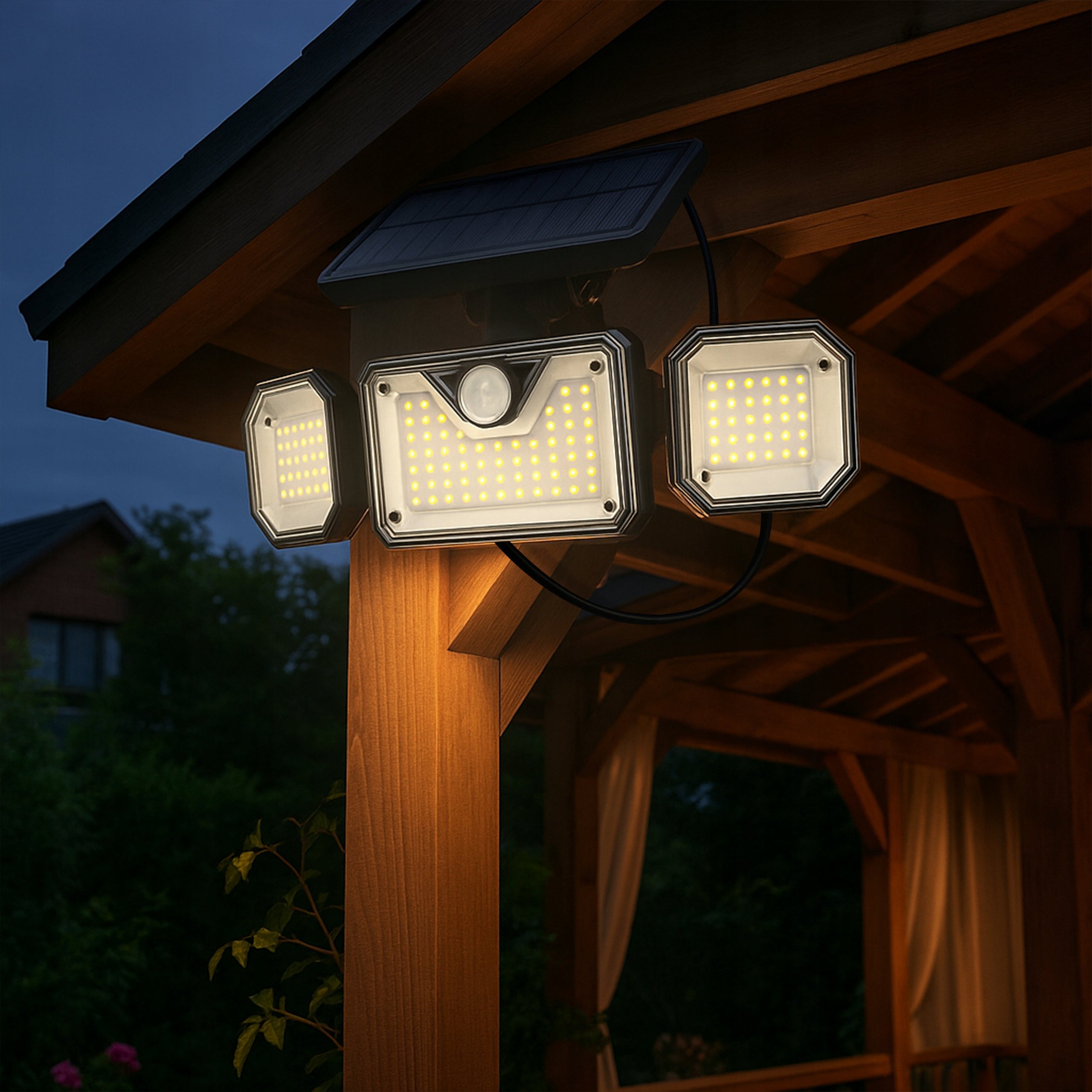 Solar Street Lamp Halogen FLOODLIGHT LED Motion Sensor GARDEN Remote Control Packaging status original